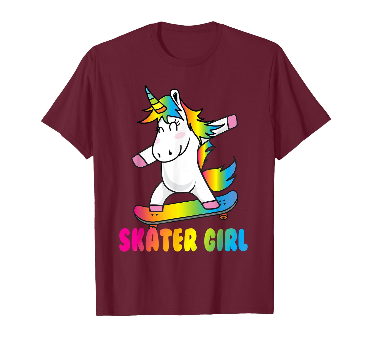 Skater Girl Funny Cute Unicorn Skating Cool Skateboard T-Shirt