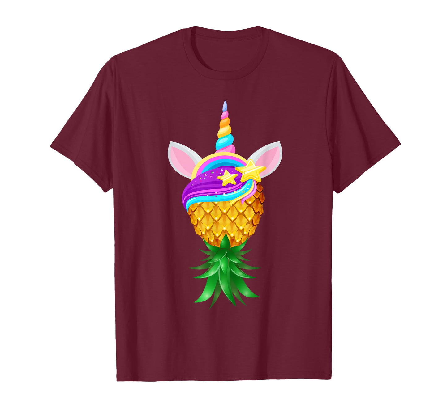 Swinger Upside Down Pineapple Magical Unicorn Head T-Shirt