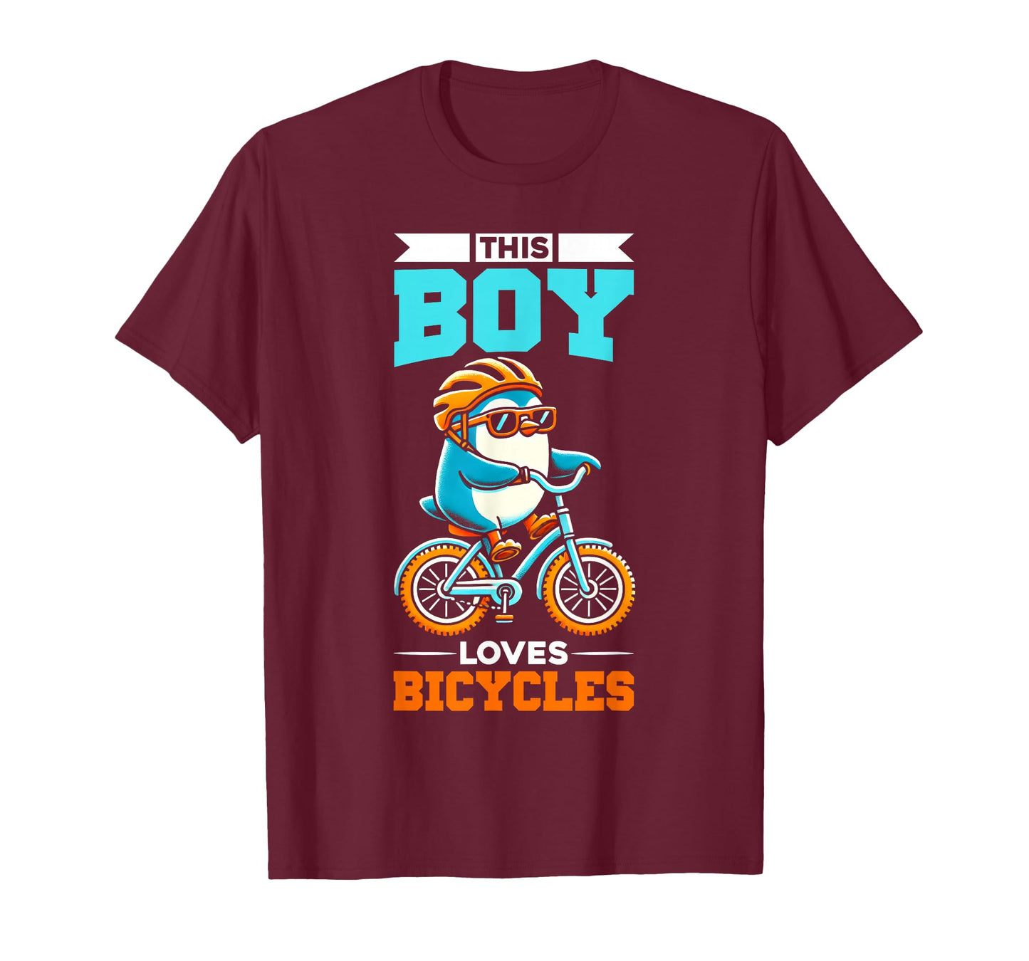 Kids Cycling Riding Bicycle Penguin Boys T-Shirt