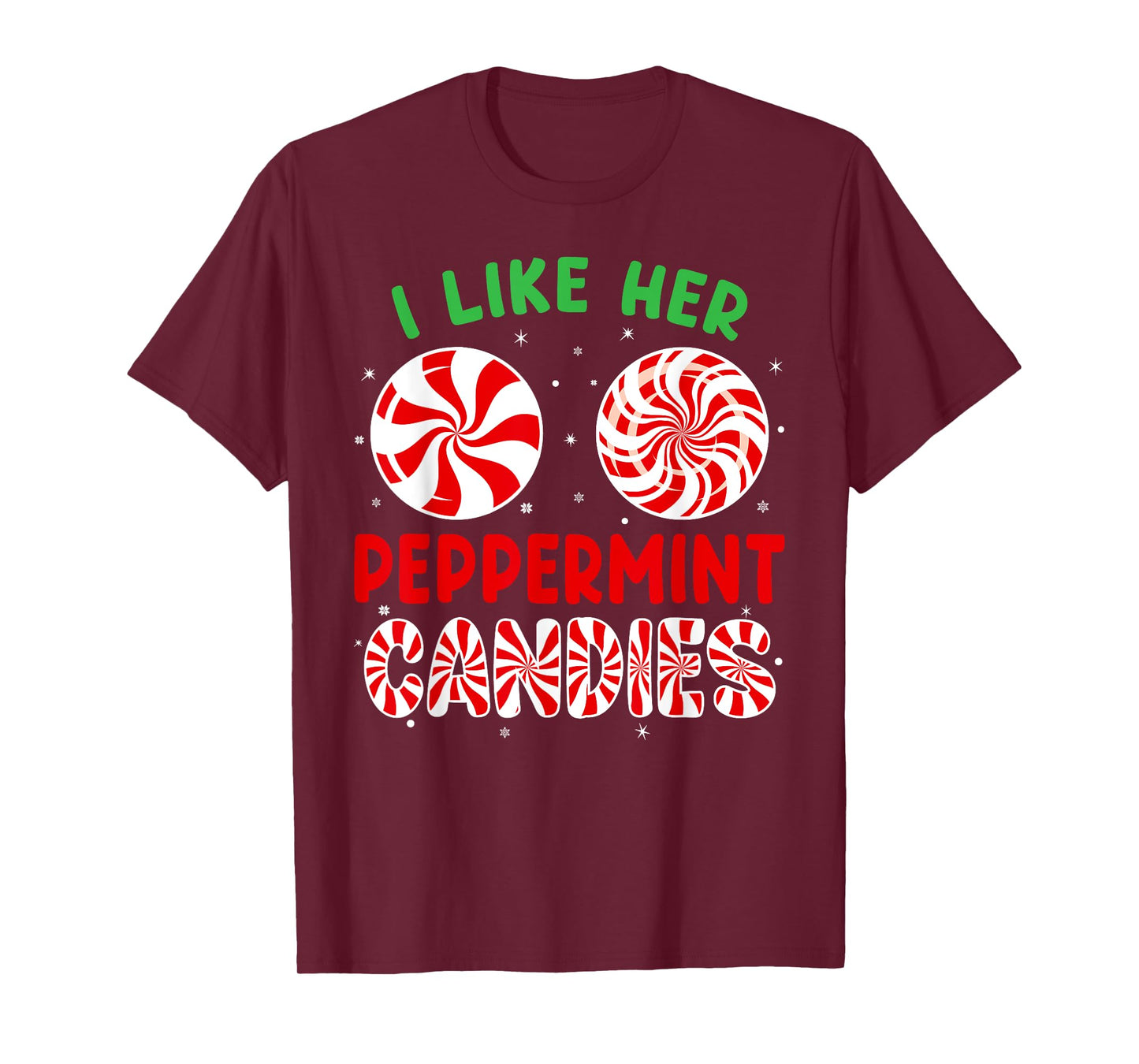 Funny Couples Matching Christmas Shirt - I Like Her Peppermint Candies - Unisex-Adults - Black - Small - Short Sleeve - T-Shirt