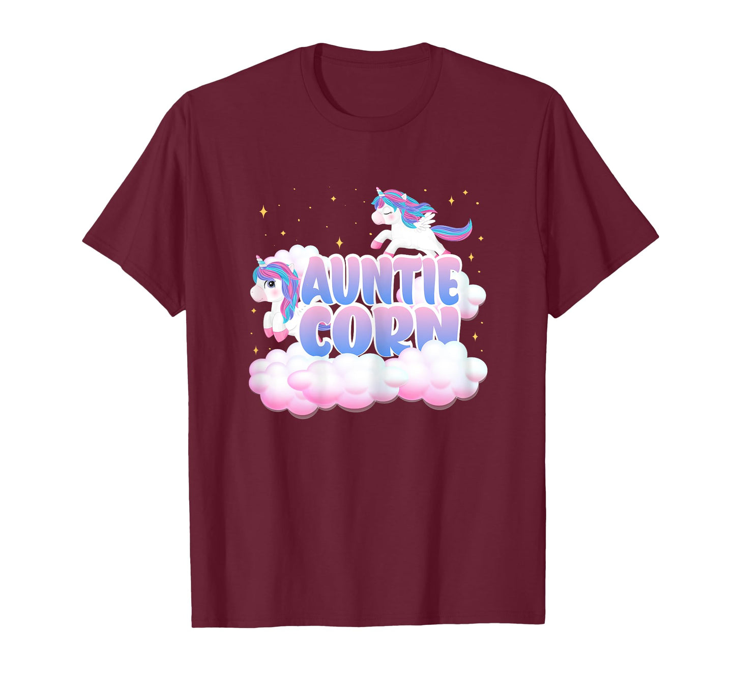 Auntie Corn Unicorn Clouds Unicorns Themed Birthday T-Shirt