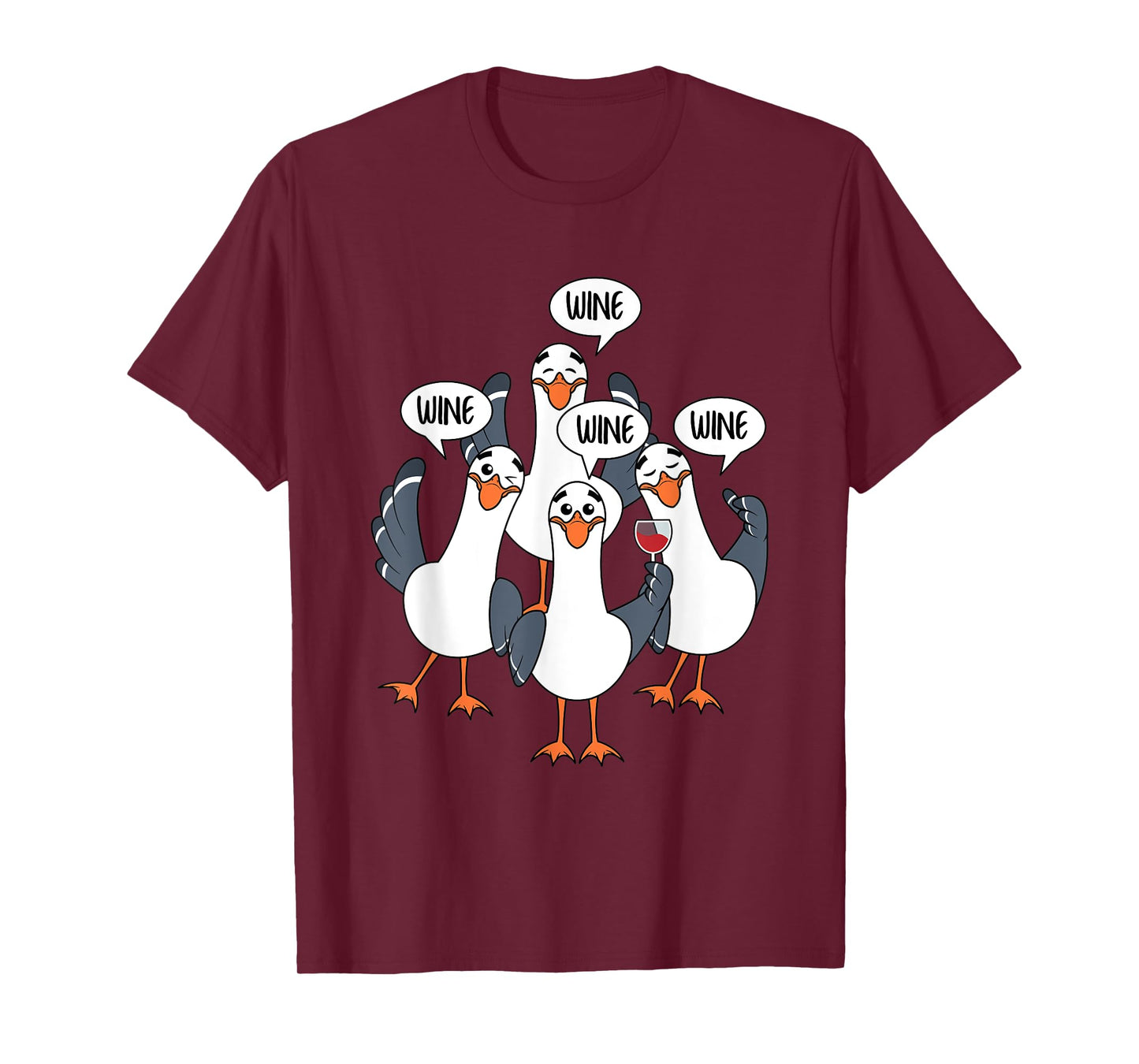 Seagull Wine Funny Bird Lover Drinking Enthusiast Women Gift T-Shirt