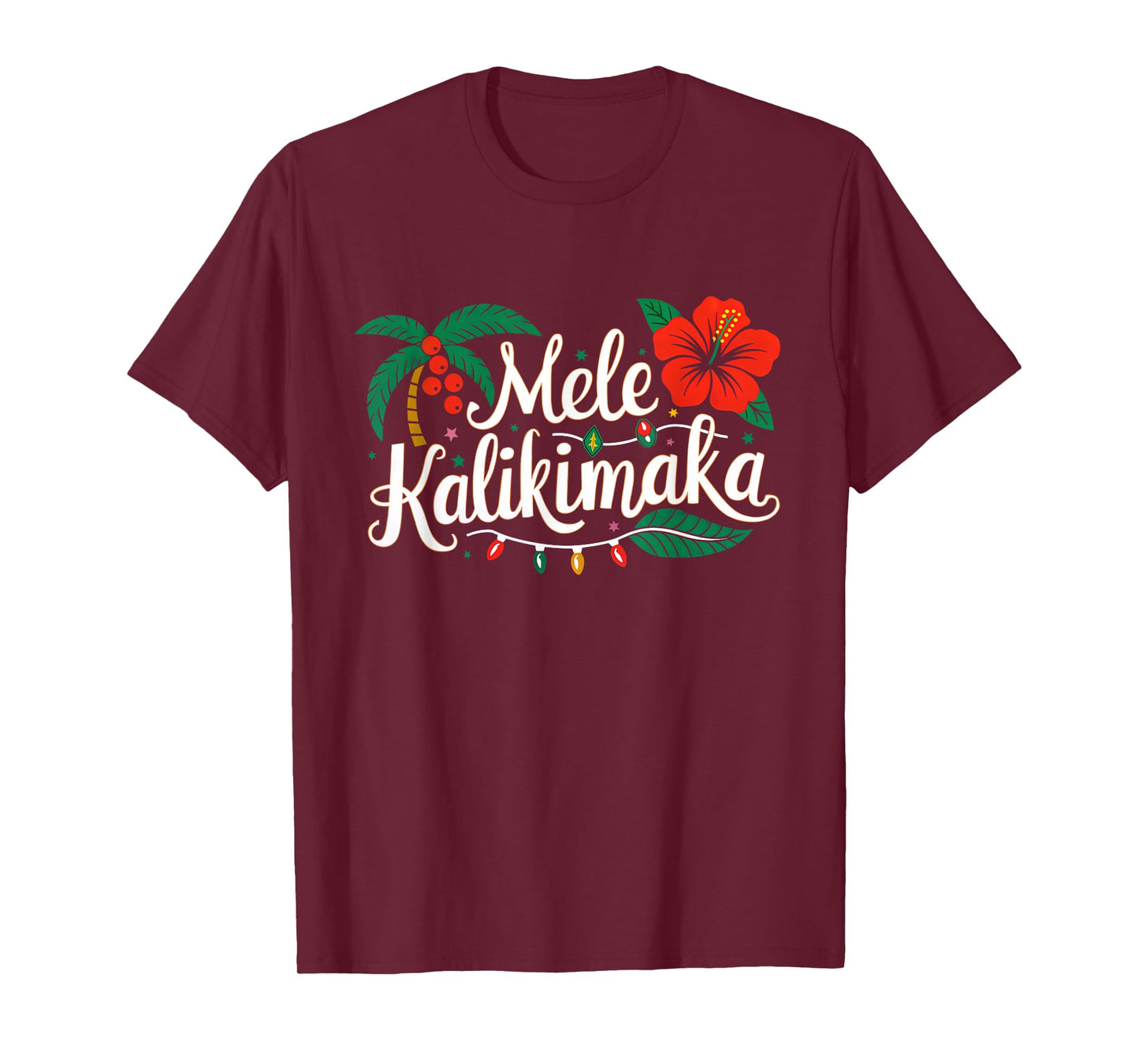 Mele Kalikimaka Hibiscus Palm Waikiki Big Island Christmas T-Shirt