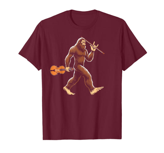 bigfoot playing violin sasquatch violist violinist gifts T-Shirt
