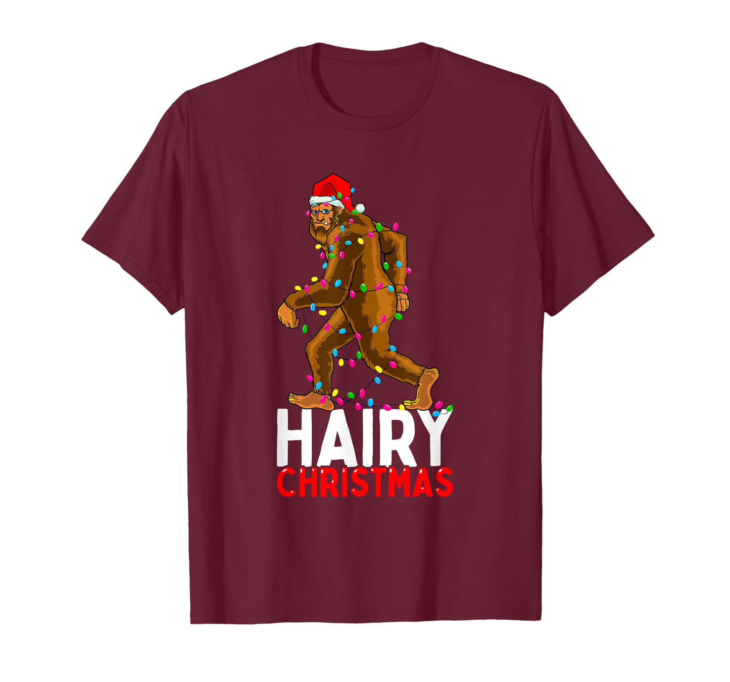 Bigfoot Hairy Christmas Funny Xmas Men Pajama T-Shirt