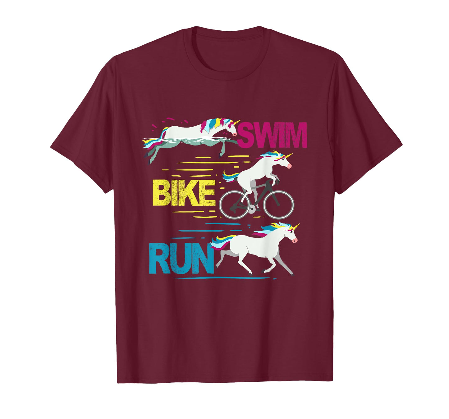 Running Swimming Cycling Unicorn Triathlete Triathlon T-Shirt
