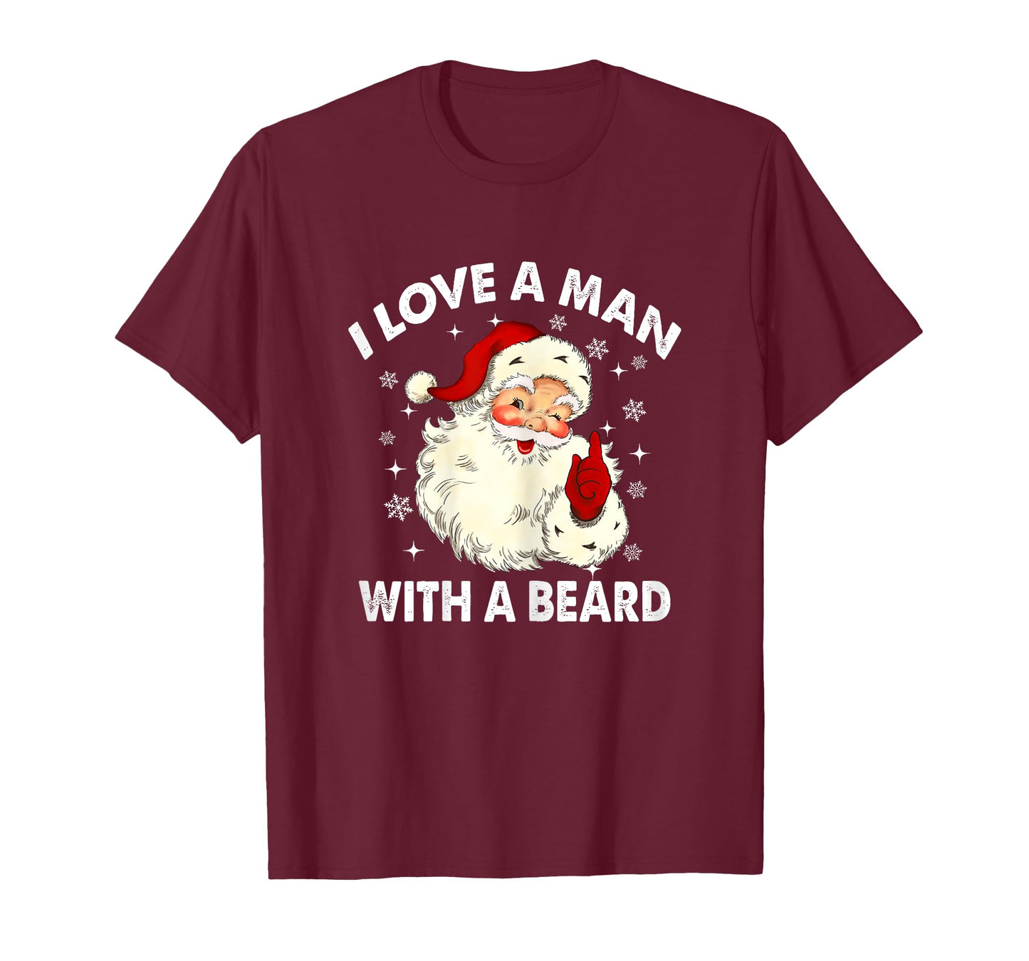 Retro I Love A Man With A Beard Christmas Santa Women T-Shirt