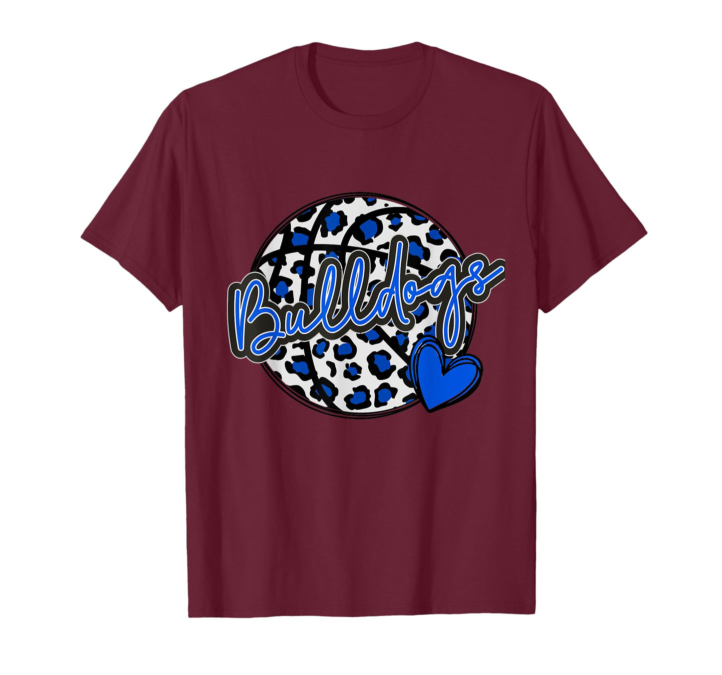 Leopard Cheetah Basketball BULLDOGS Blue Spirit Game Tee T-Shirt