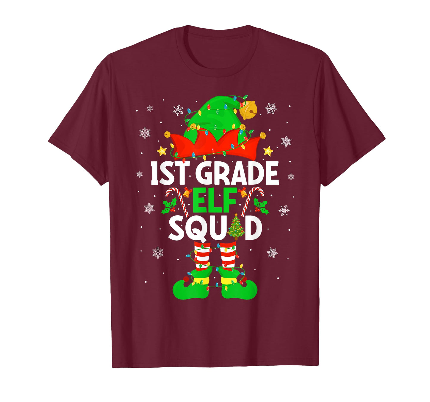 1st Grade Elf Squad Christmas First Grade Christmas Teacher T-Shirt