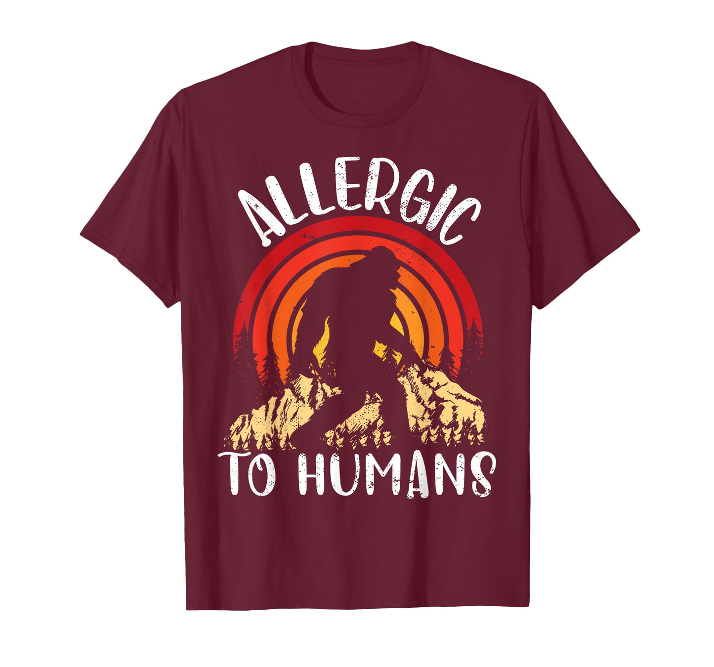 Retro Bigfoot Allergic To Humans Sasquatch for Introvert T-Shirt
