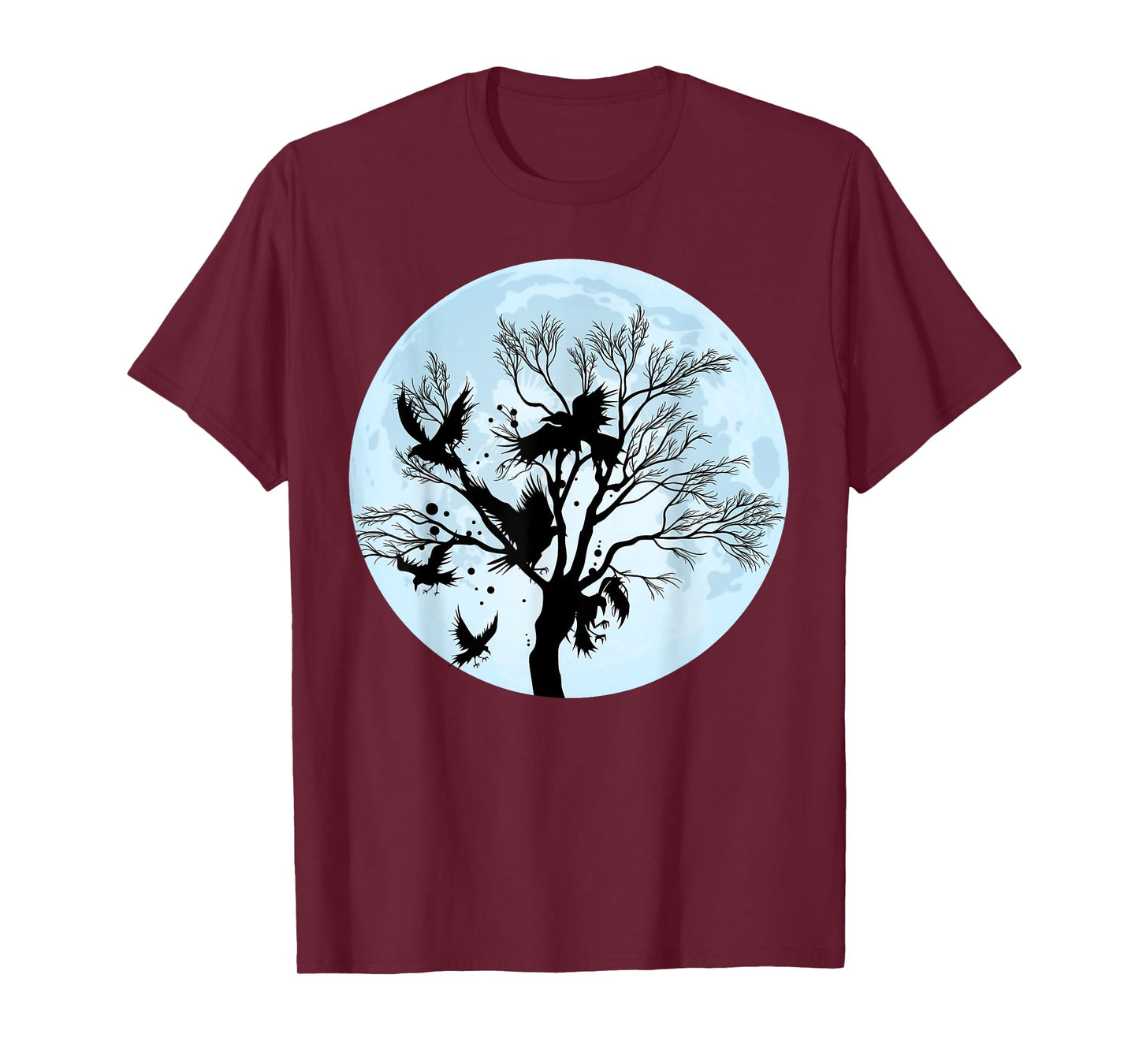 Moonlight Night Black Crow Forest Animal Bird Raven T-Shirt