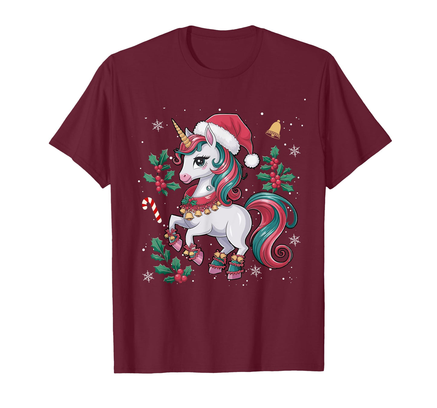Cute Unicorn Christmas Girls Kids Toddler Xmas Santa Unicorn T-Shirt