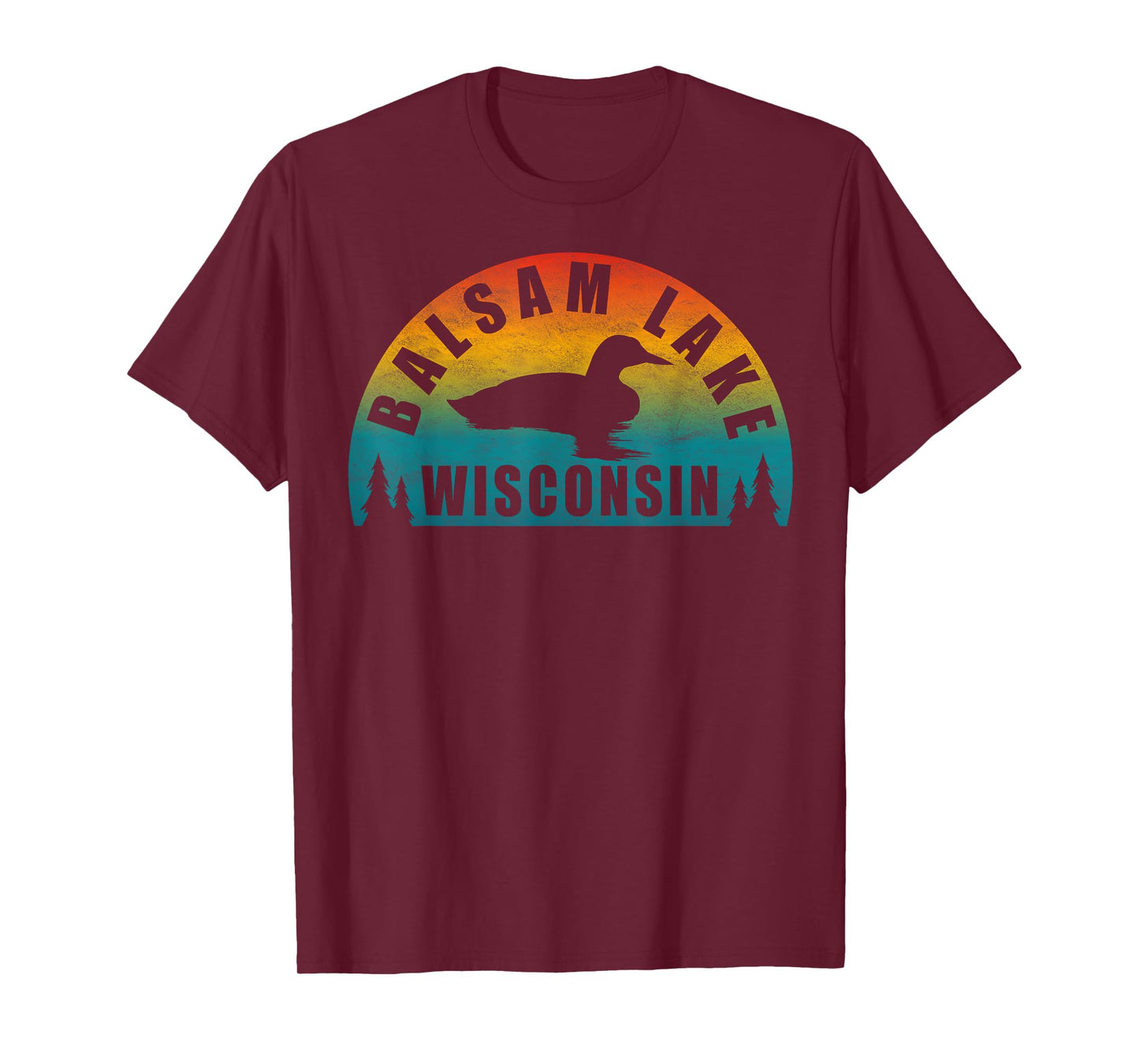 Balsam Lake Northern Wisconsin Sunset Loon T-Shirt