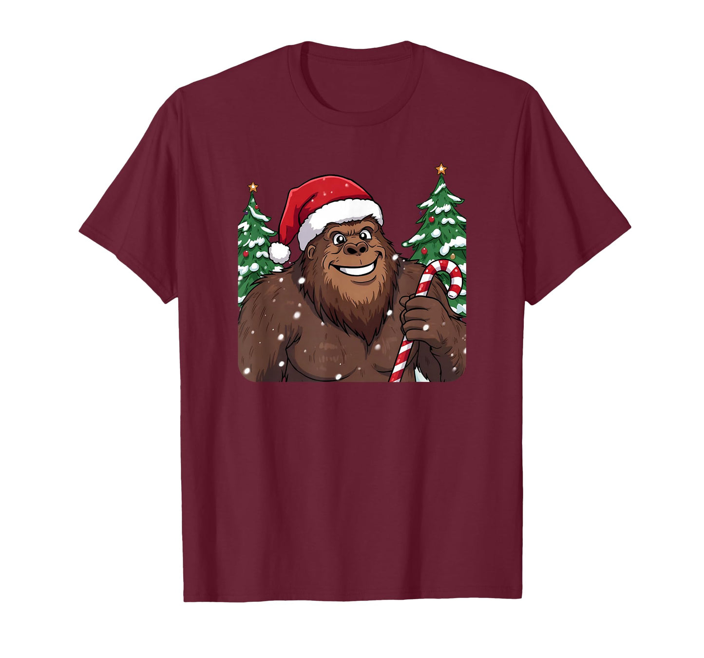 Bigfoot Believes in Santa Funny Cryptid Christmas T-Shirt