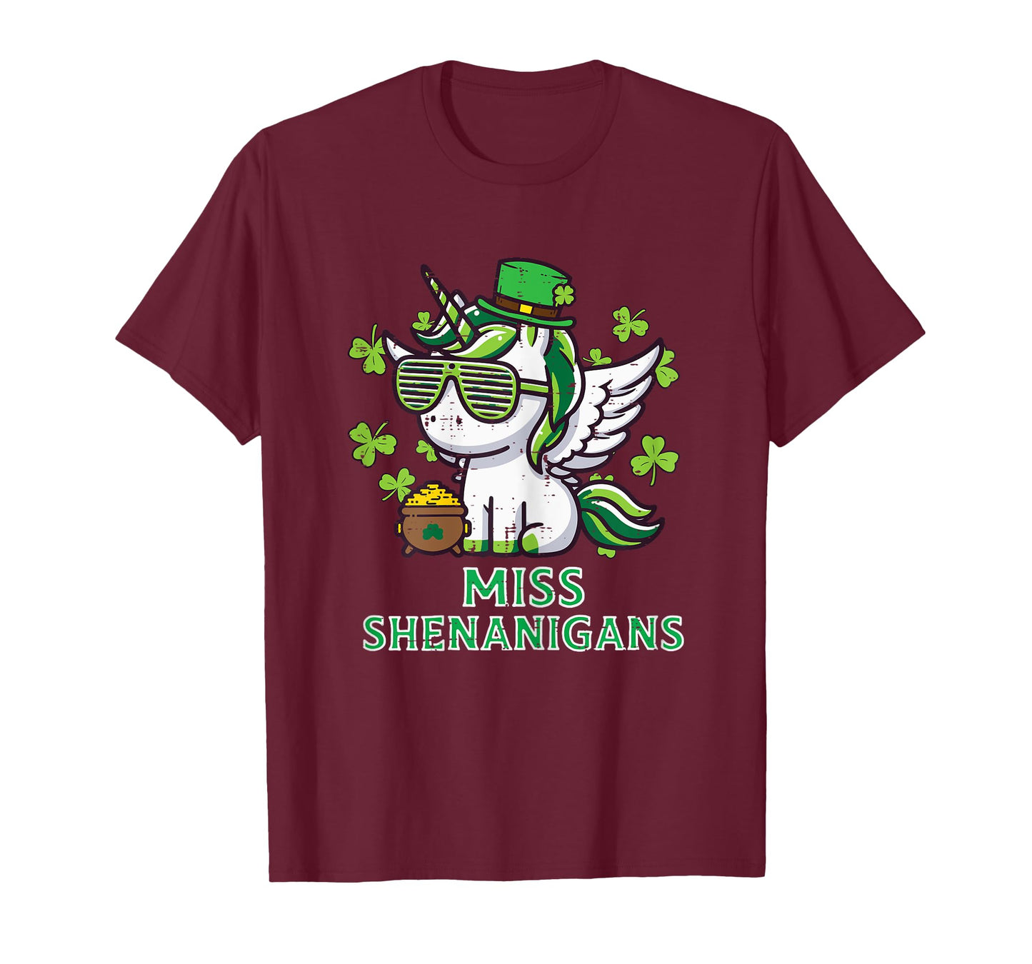 St Patricks Unicorn Miss Shenanigans Saint Pattys Girls Kids T-Shirt
