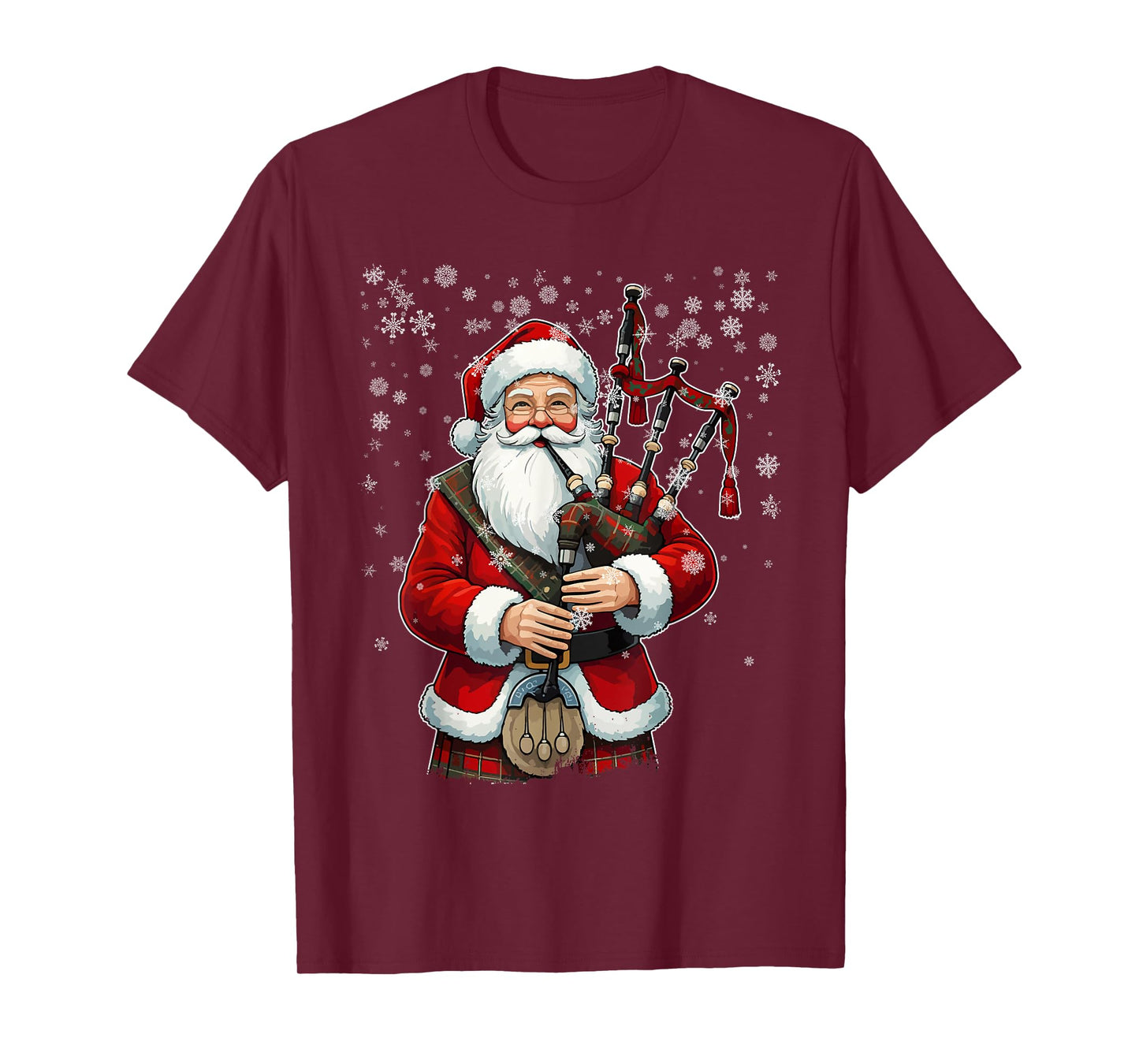 Santa Claus Playing Bagpipes - Funny Bagpiper Player Xmas T-Shirt