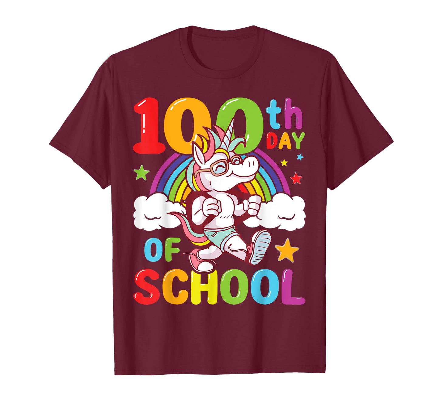 Happy 100th Day of School Unicorn Rainbow 100 Days of School T-Shirt