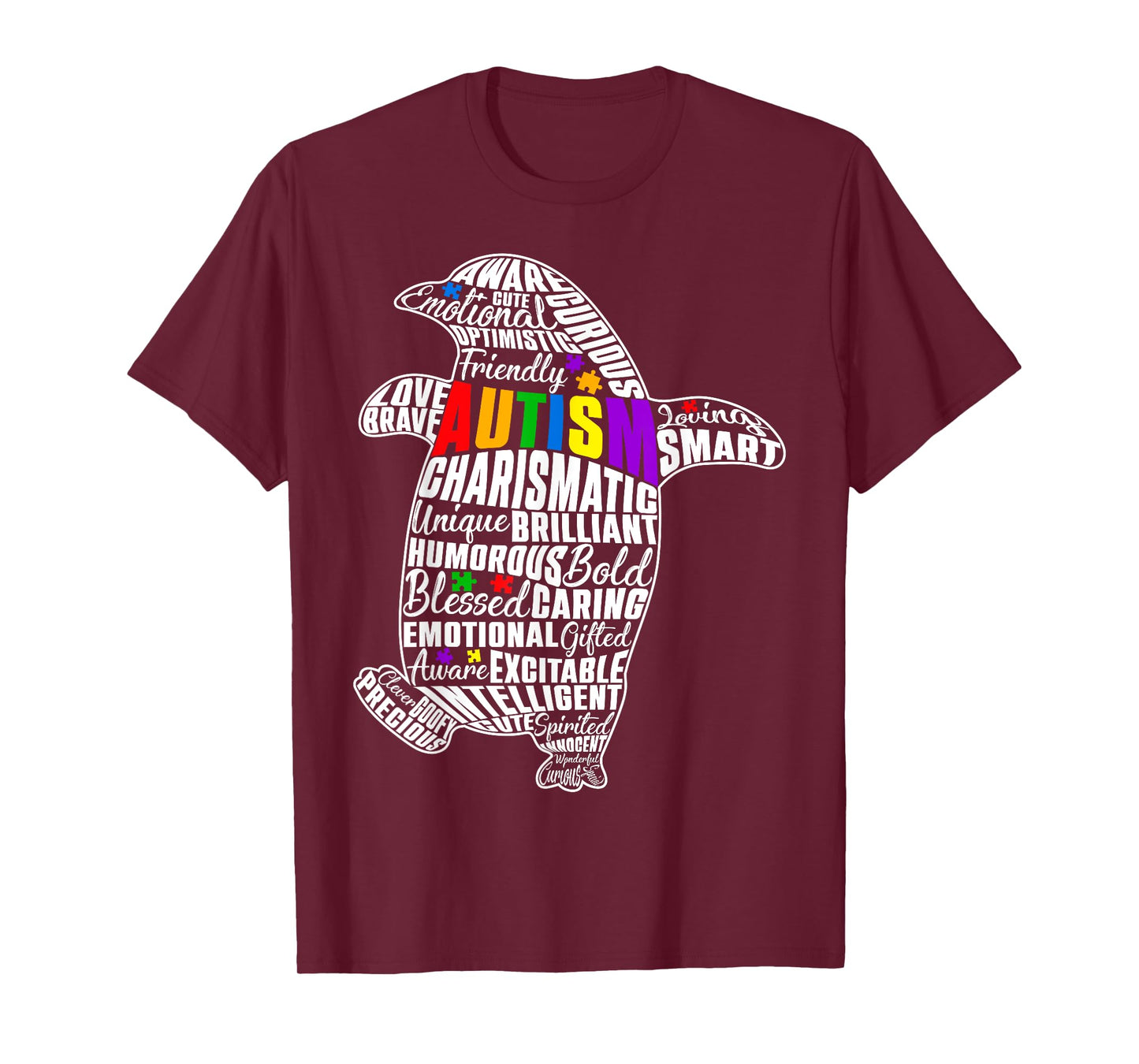 Cute Autism Awareness Word Art Penguin & Puzzle Pieces Kids T-Shirt