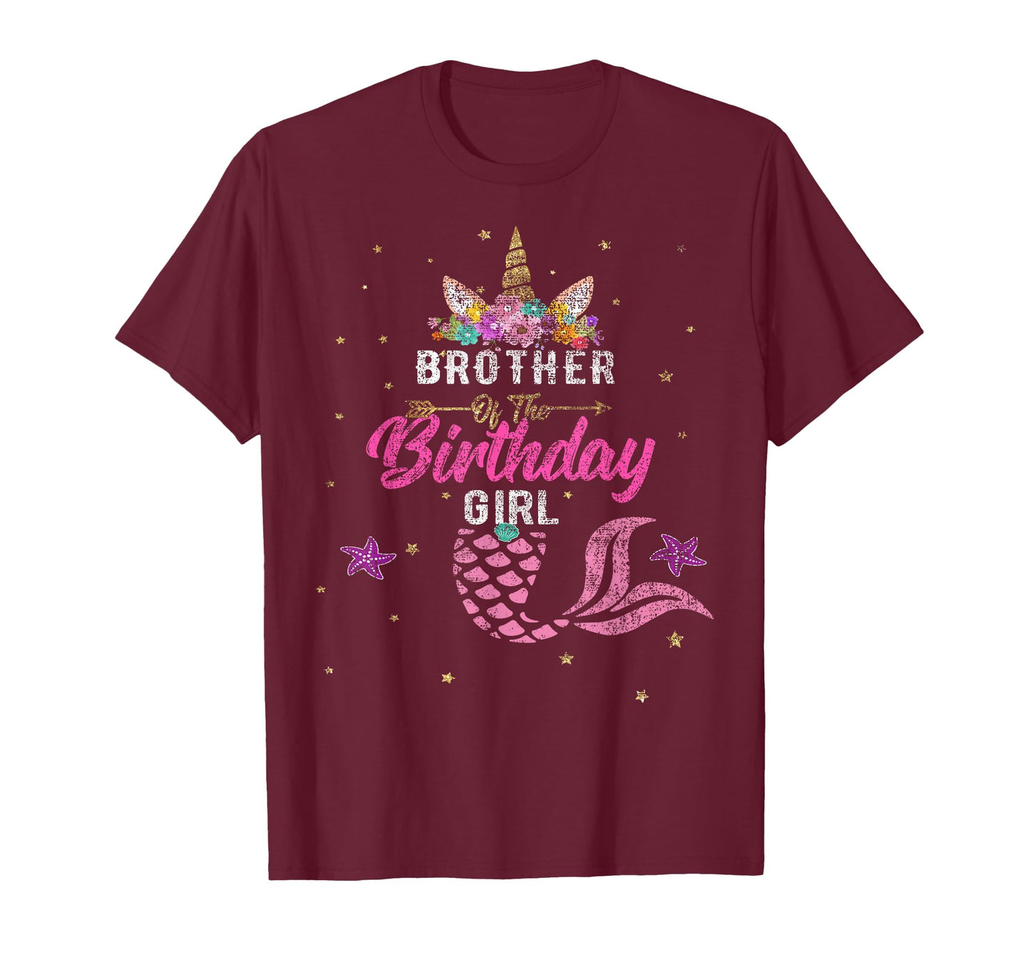 Brother of Birthday Girl Unicorn Shirt Mermaid Tee Gift T-Shirt
