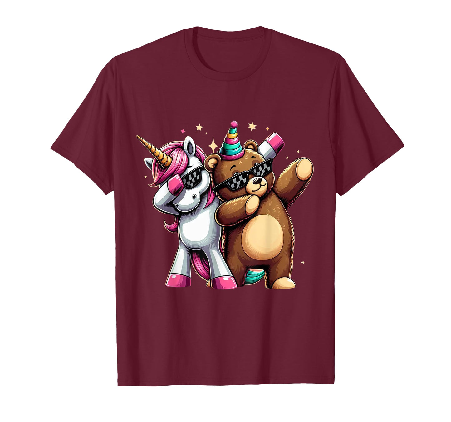 Dabbing Unicorn And Bear Boys Girls Men Women Kids Adults T-Shirt