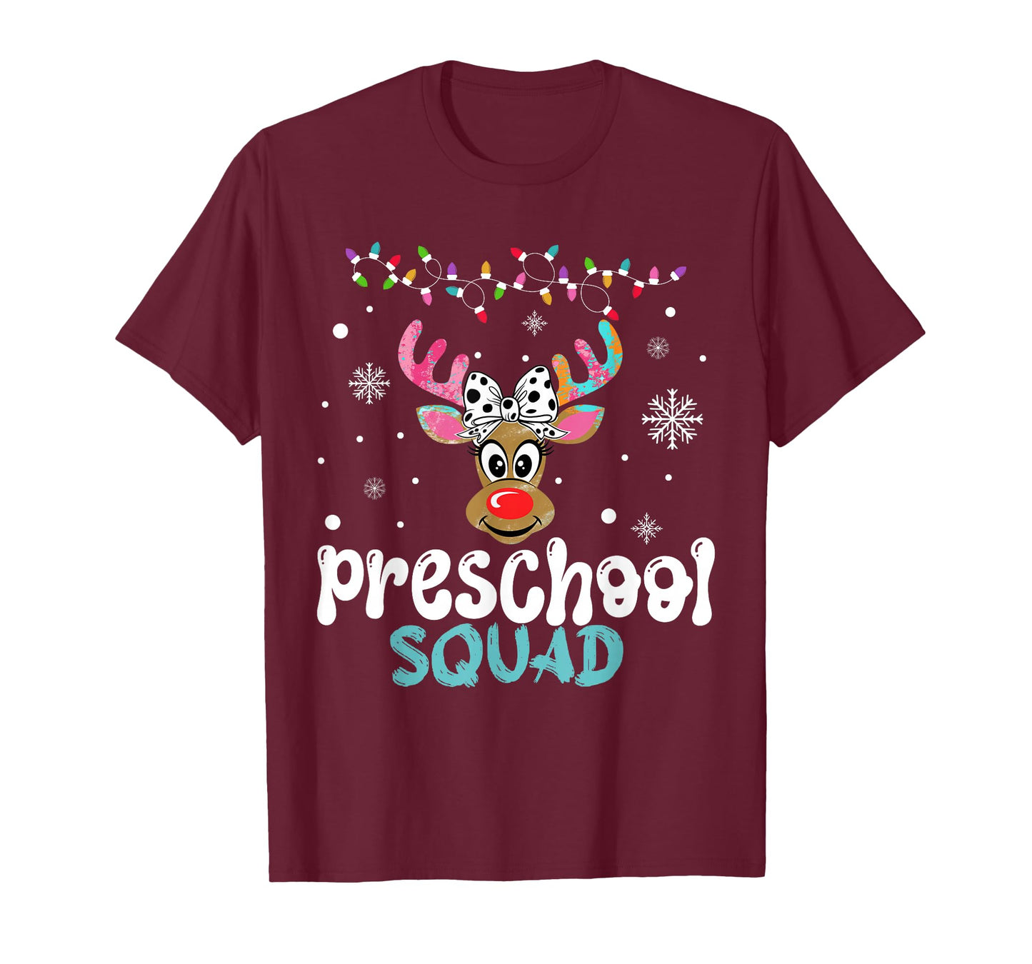 Preschool Teacher Christmas Preschool Squad Reindeer Xmas T-Shirt