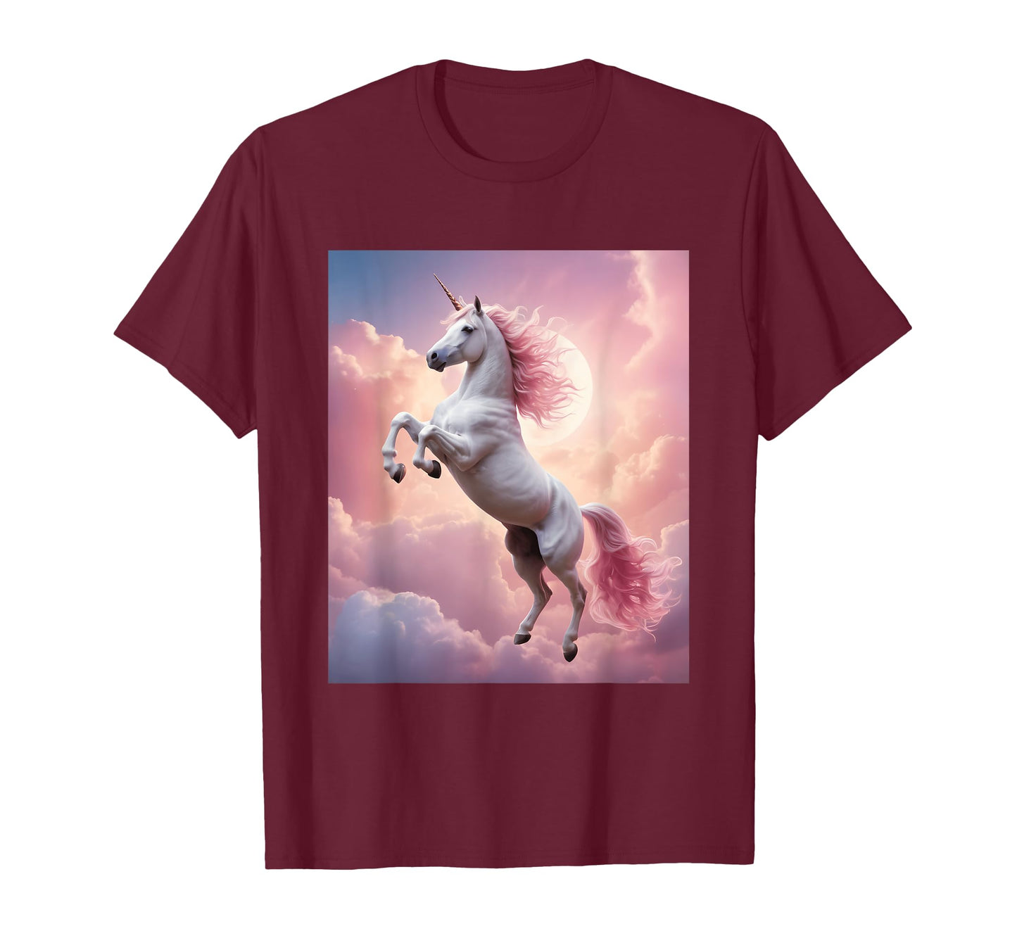 Unicorn Fantasy Magical Cute Pink Clouds Design Print T-Shirt