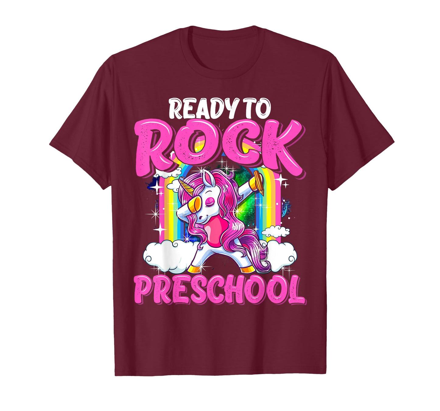 Ready To Rock Preschool Dabbing Unicorn Back To School Girls T-Shirt