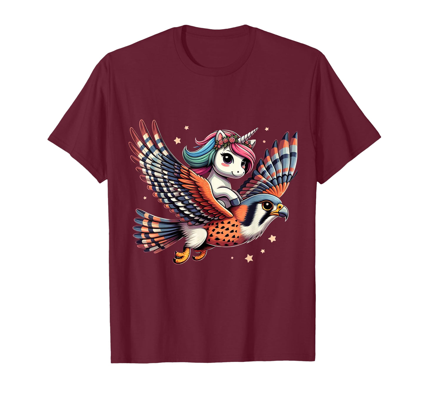 Unicorn Riding American kestrel Boys Girls Men Women Bird T-Shirt