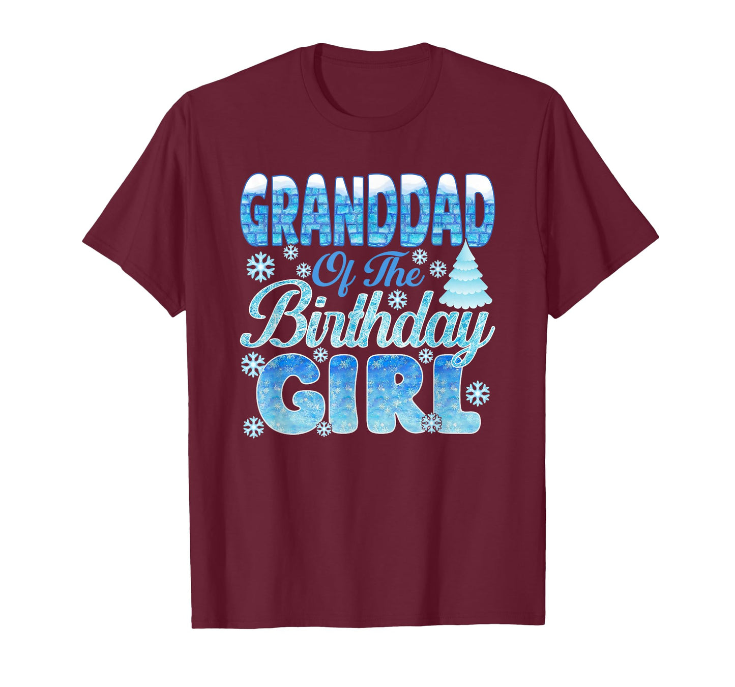 Granddad of The Birthday Girl Snowflakes Themed Matching T-Shirt