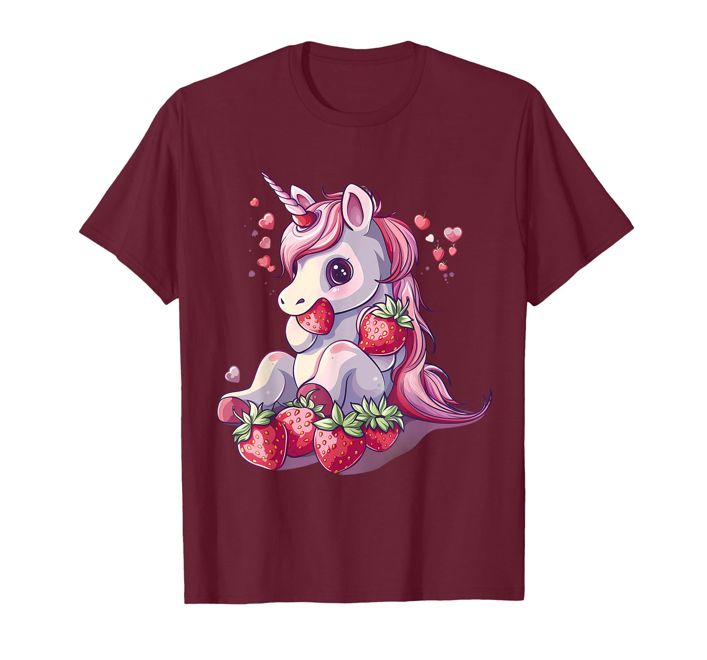 Strawberry Unicorn Cute Strawberries Drawing Motif T-Shirt
