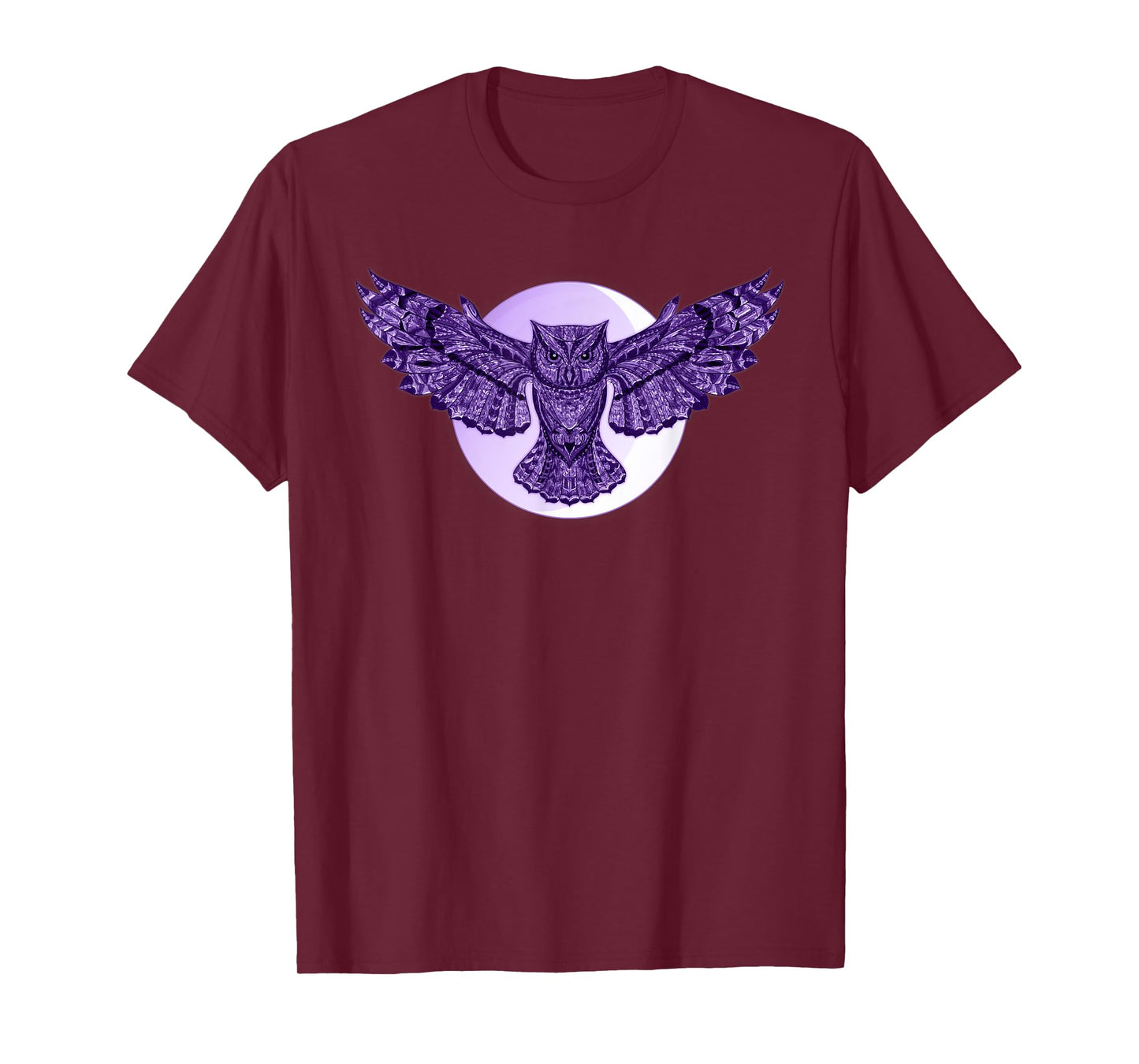 Purple Owl Full Moon T-Shirt for Owl-Lovers Owl Totem Tee