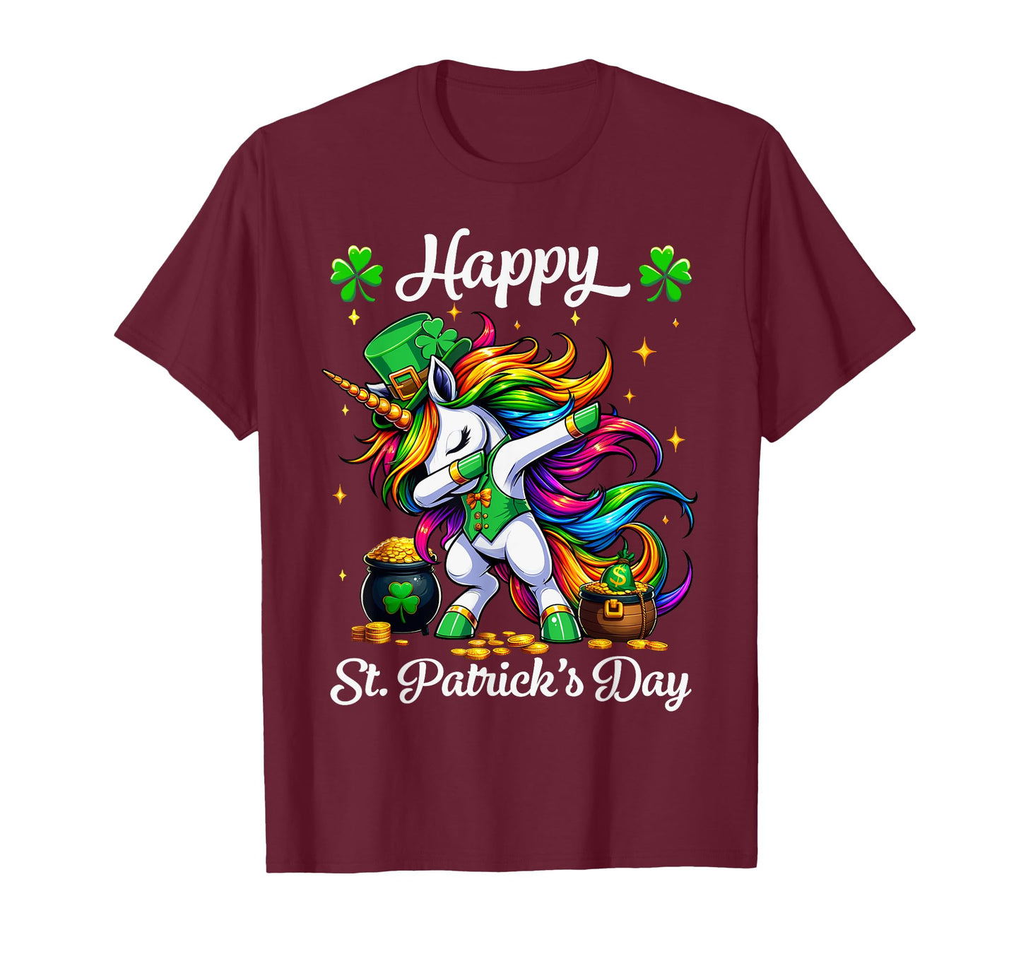 St Patricks Day Dabbing Unicorn Girls Happy St Paddys day T-Shirt
