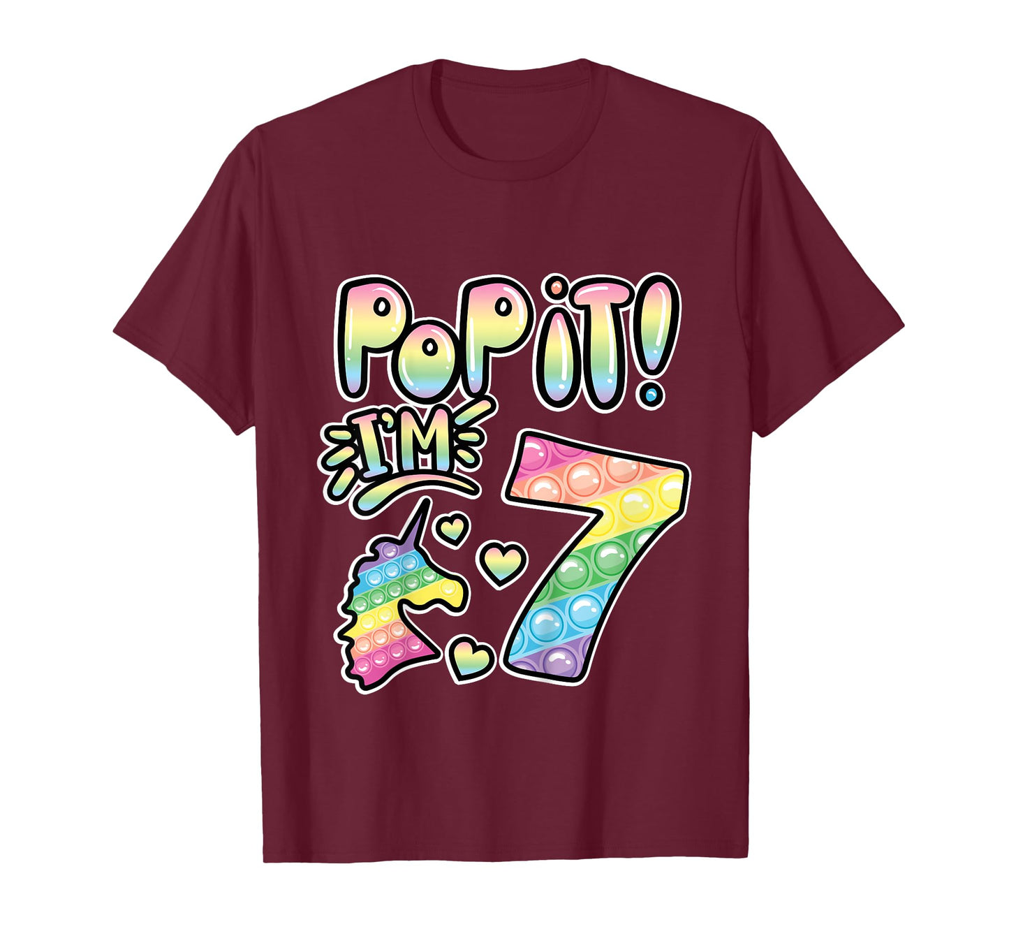 Kids Pop It 7th Birthday Girls Boys 7 Years Old Fidget T-Shirt
