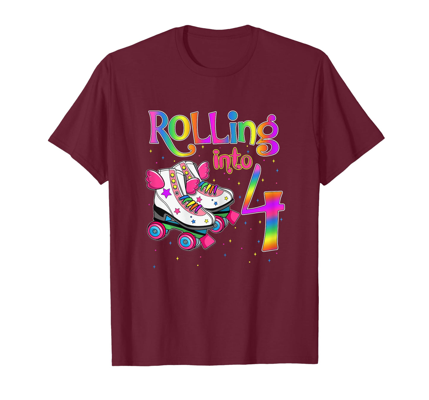 Rolling Into 4 years Let's Roll I'm Turning 4 Roller Skate T-Shirt