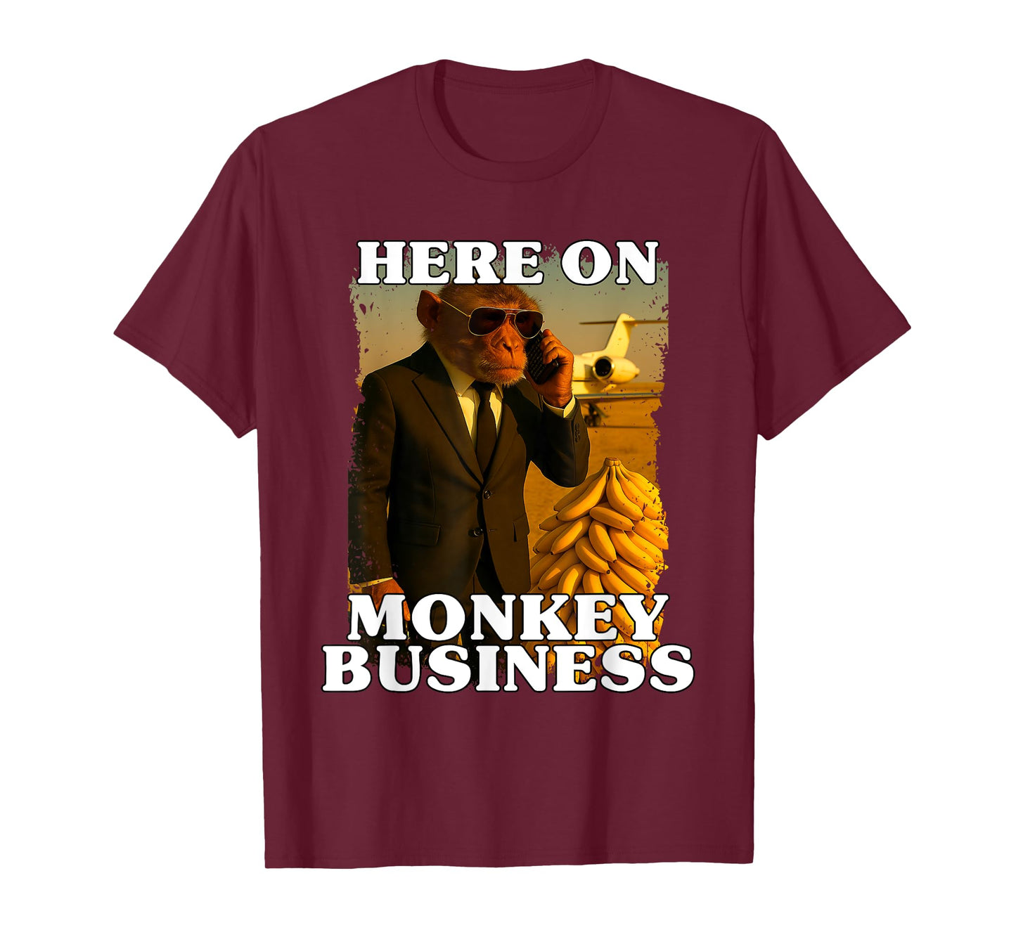 Here On Monkey Business Rich Ape Fancy Suit Bananas And Jet T-Shirt