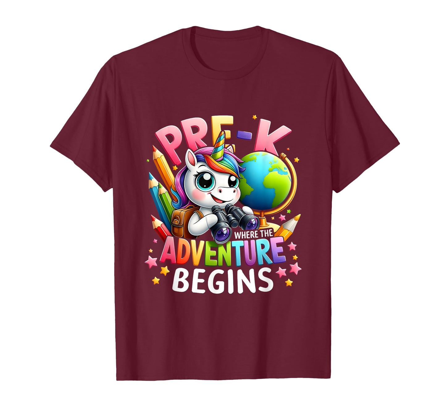 Cute Unicorn School Teacher Pre-K Where The Adventure Begins T-Shirt for Men Women Kids