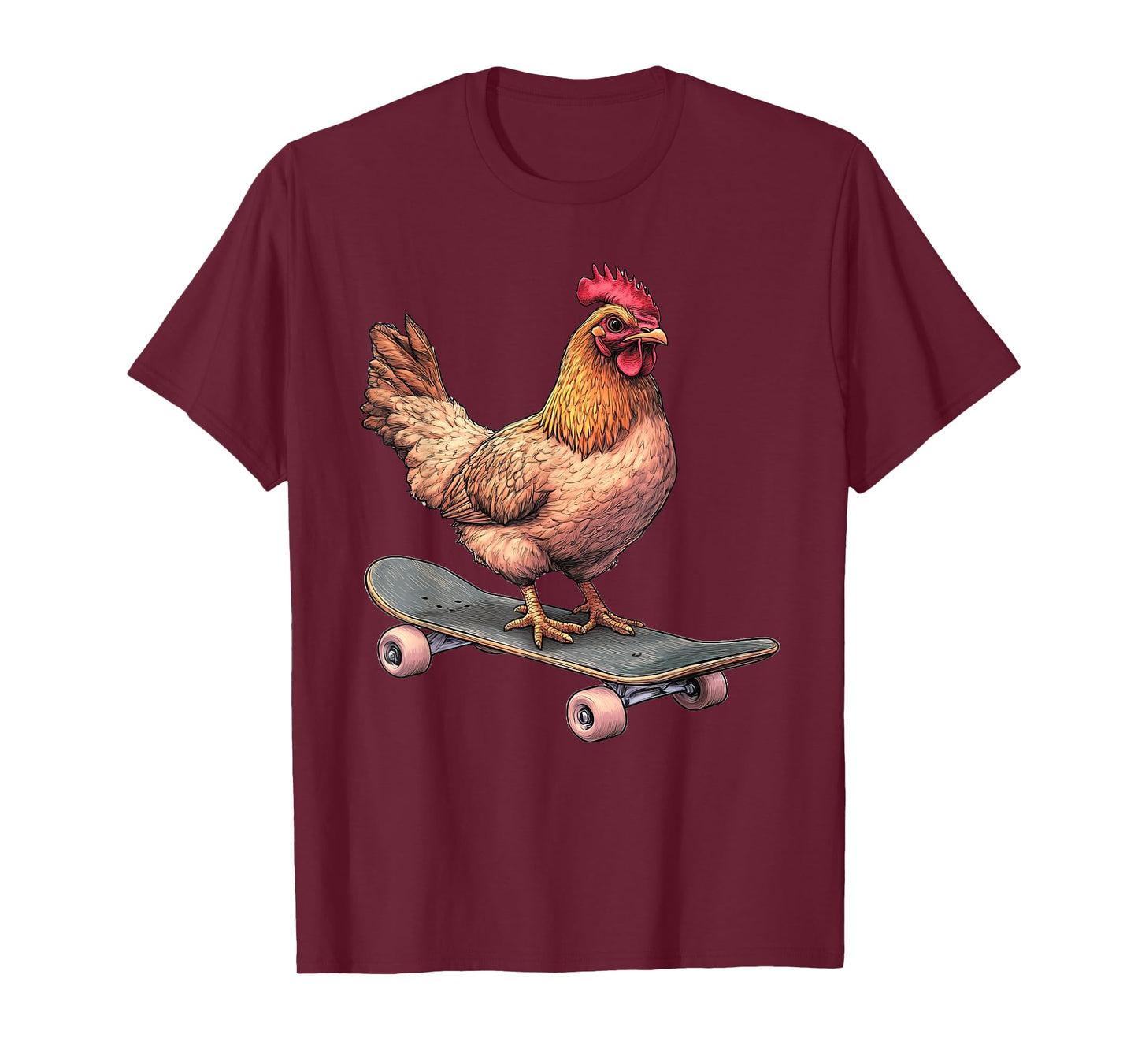 Funny Chicken On A Skateboard Skateboarding T-Shirt