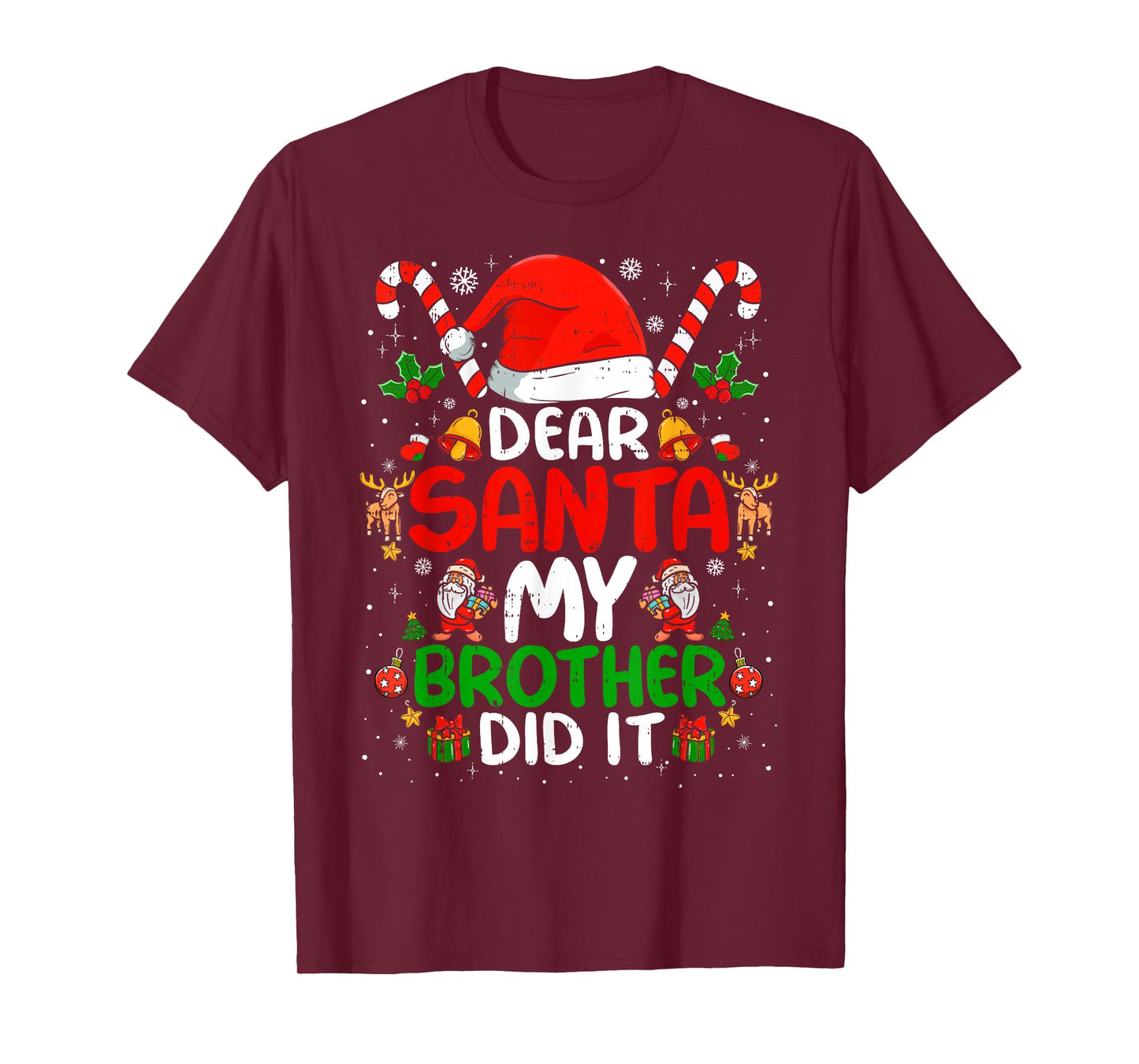 Dear Santa My Brother Did It Funny Christmas Boys Girls Kids T-Shirt
