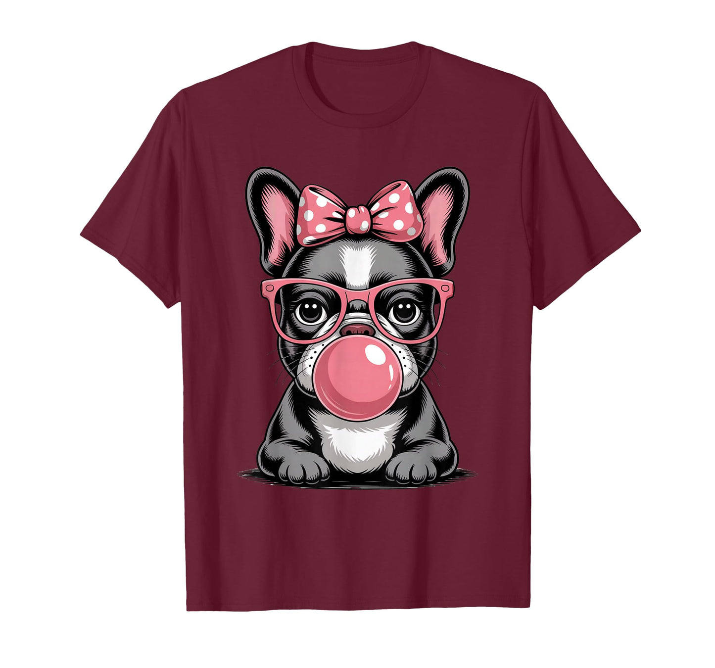 Cute French Bulldog Bubble Gum For Women Vintage Frenchie T-Shirt