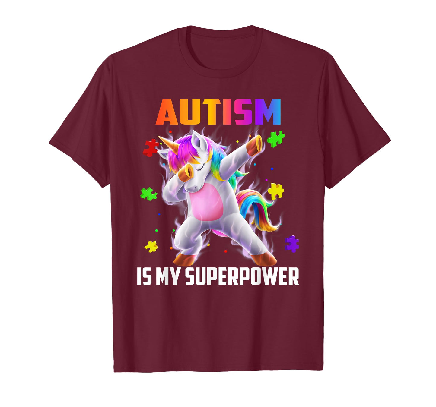 Autism Is My Superpower Dabbing Unicorn Gift Kids Boys Girls T-Shirt