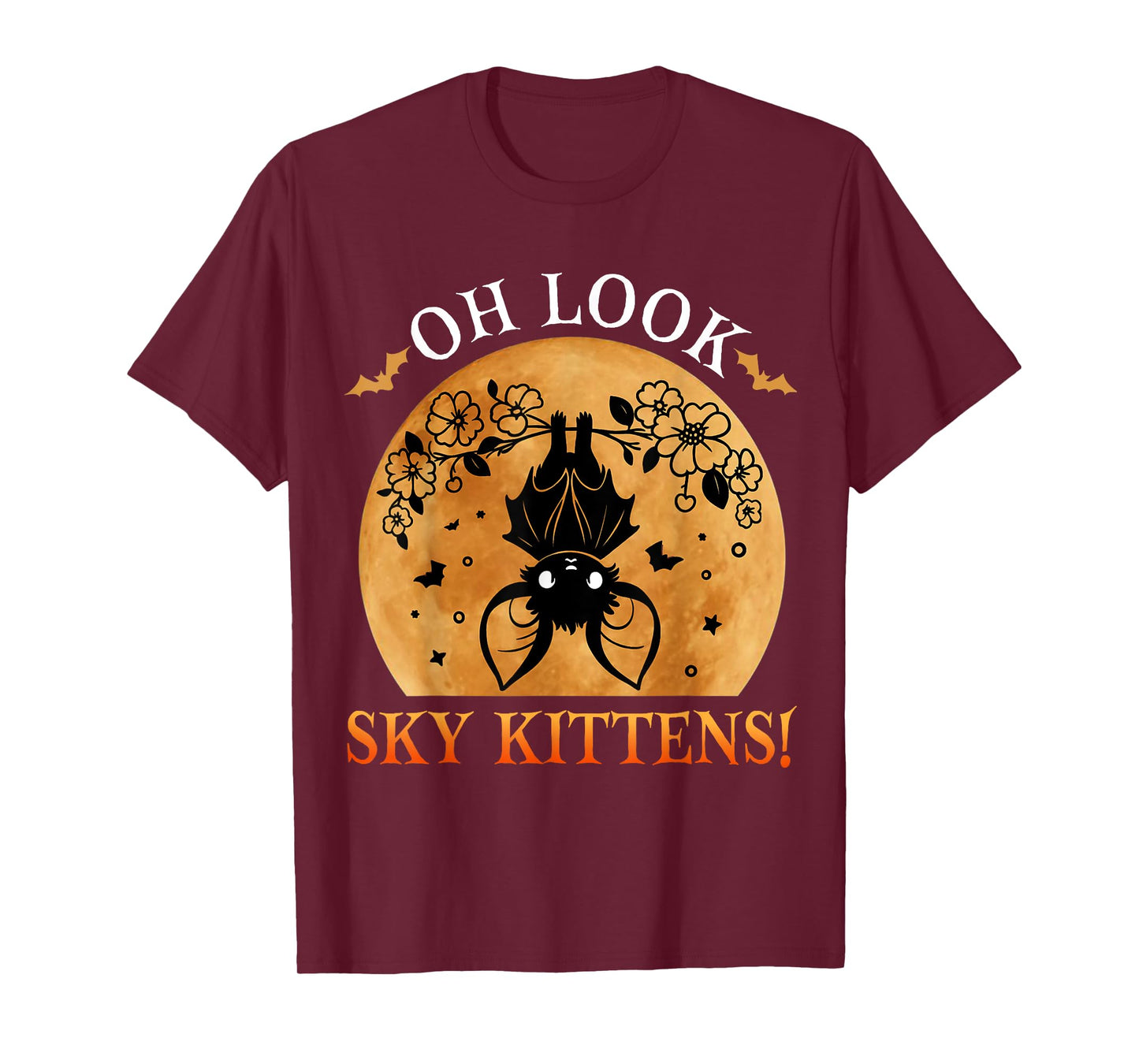 Oh Look Sky Kittens Funny Bat Lovers Halloween Costume Kids T-Shirt