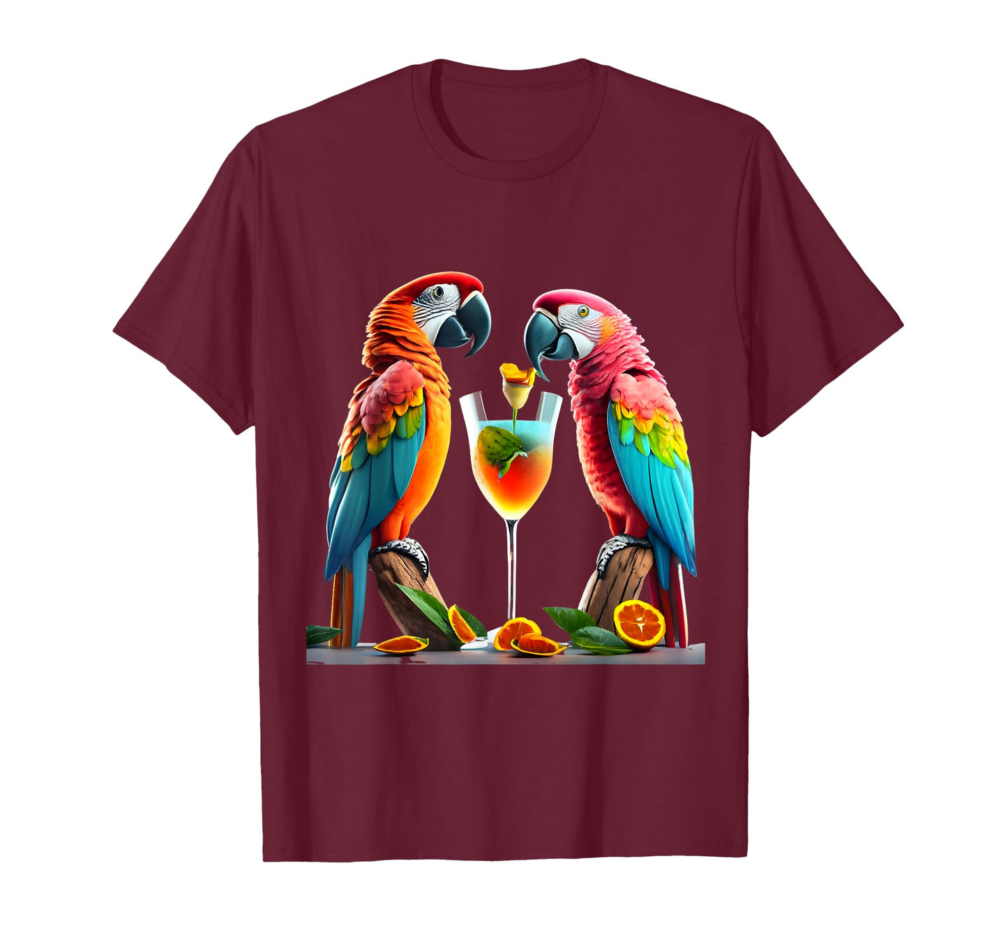 Parrots drinking a Margarita cocktail Summer Beach Vacation T-Shirt for Men Women