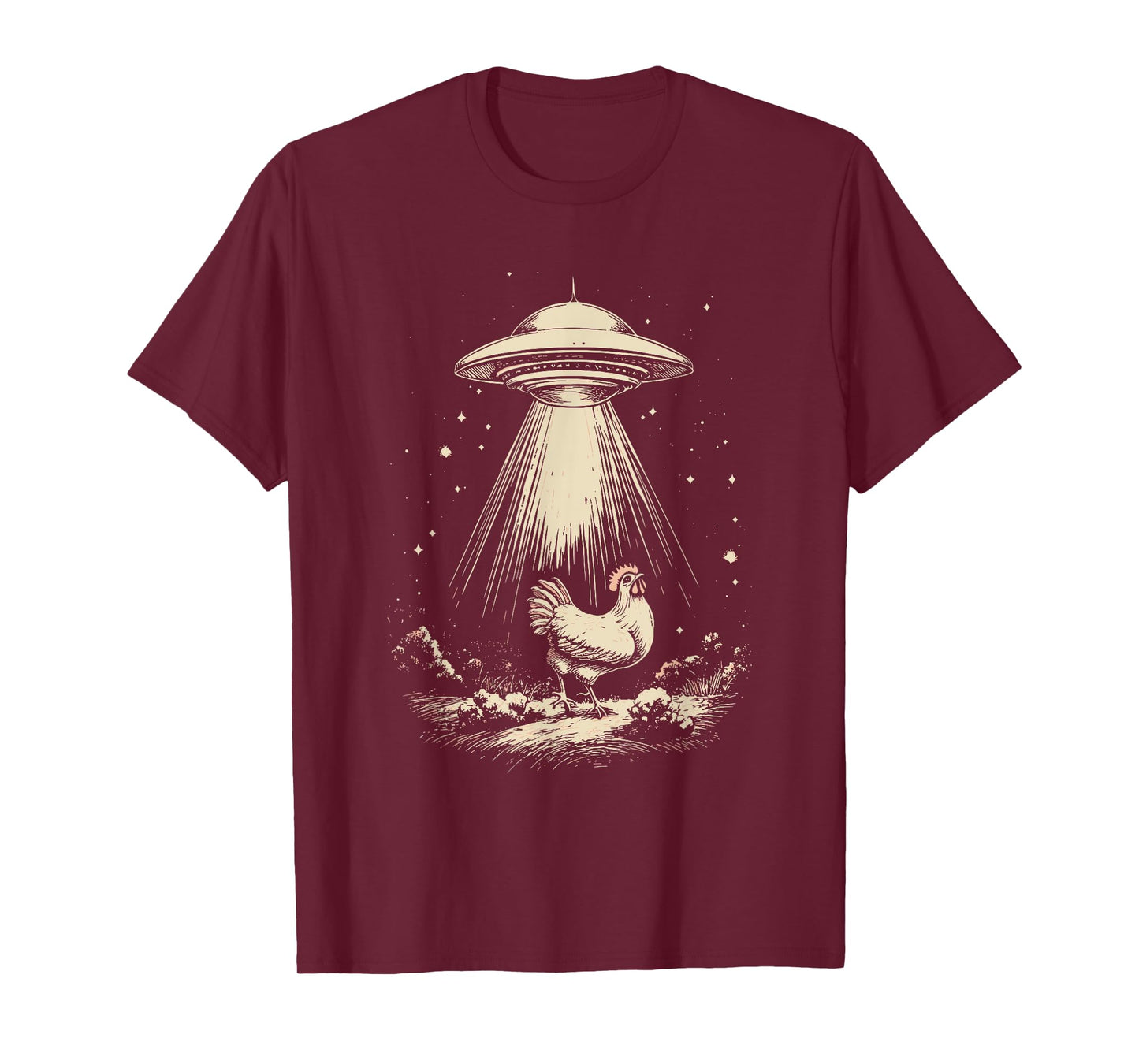 Funny UFO Chicken Abduction Vintage Alien Beam Chicken Lover T-Shirt