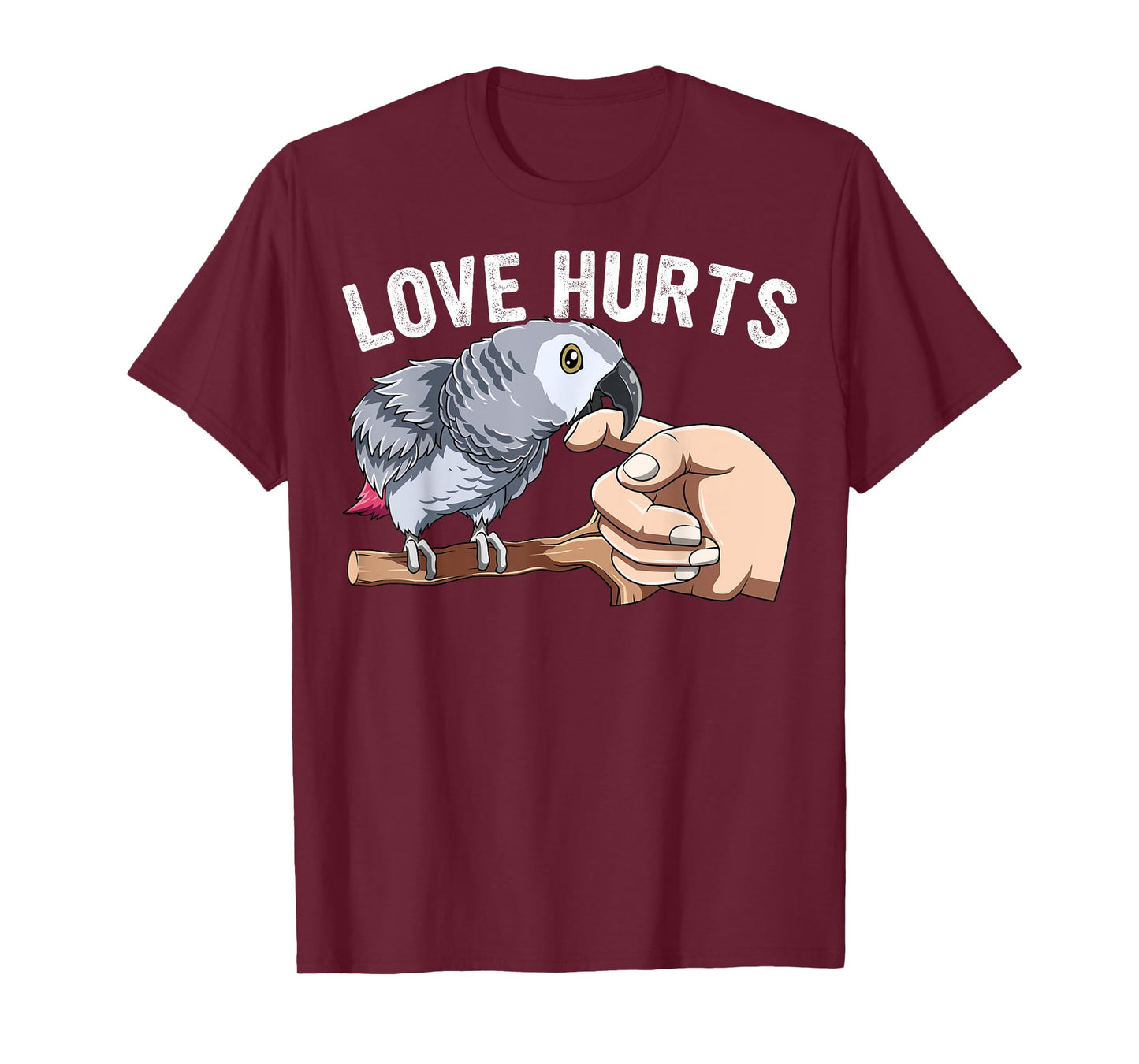 Love Hurts Funny African Grey Parrot Biting Parrot Lovers T-Shirt