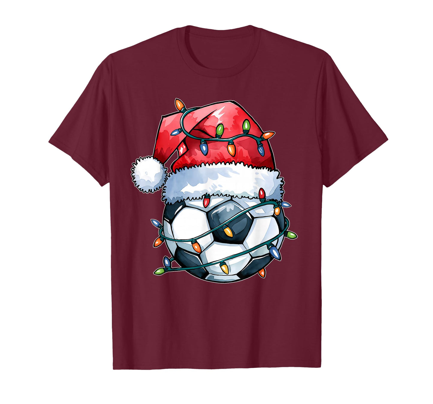 Soccer Christmas Shirt Funny Holiday Soccer Xmas Santa Hat T-Shirt