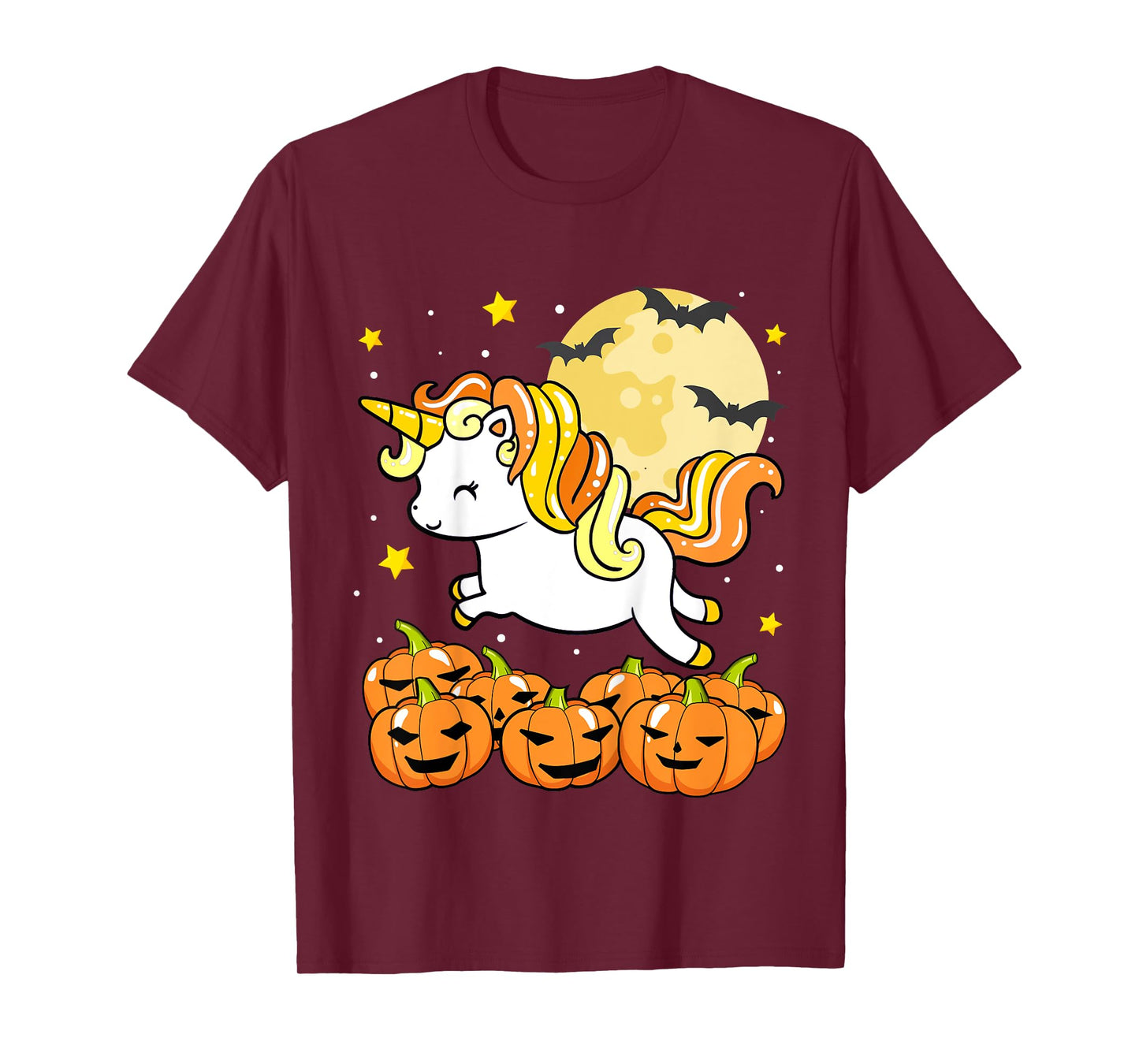 Kids Girls Unicorn Halloween Jack O Lantern Moon Pumpkin Toddler T-Shirt