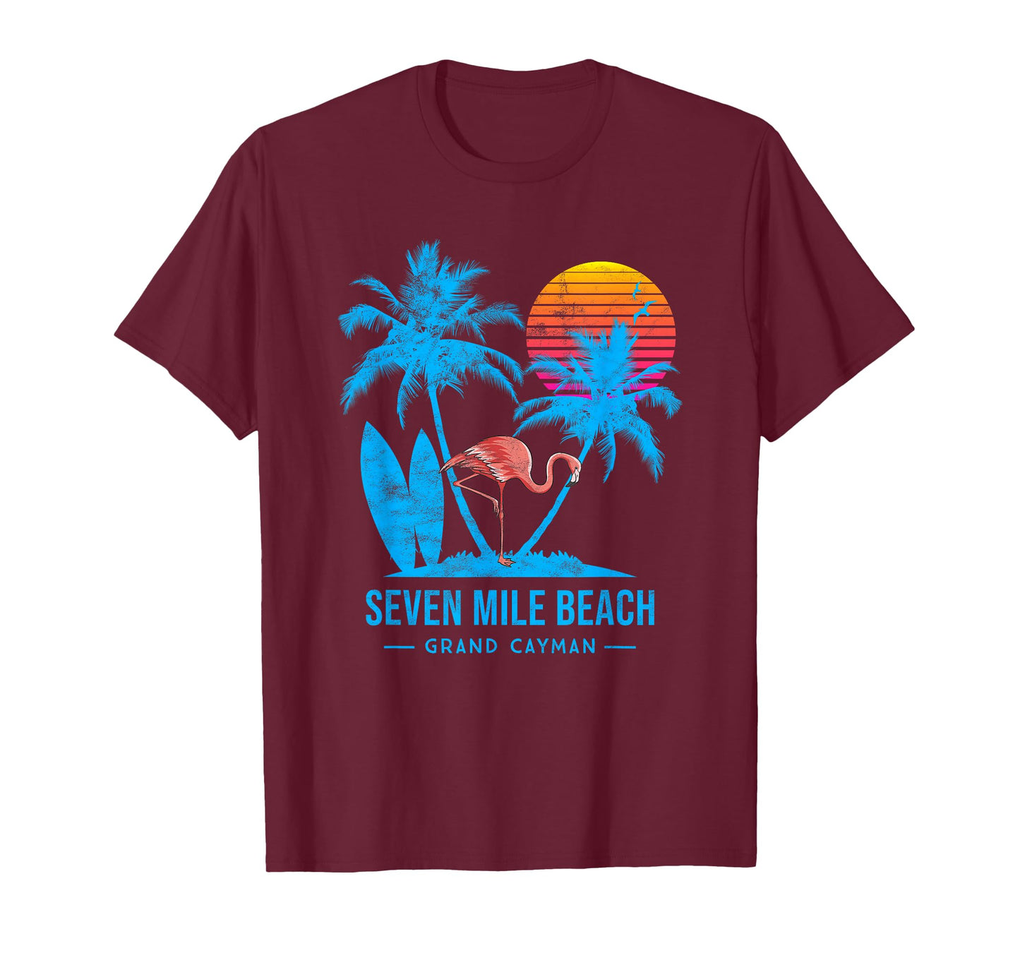 Seven mile beach, Grand Cayman. Palm trees sunset T-Shirt