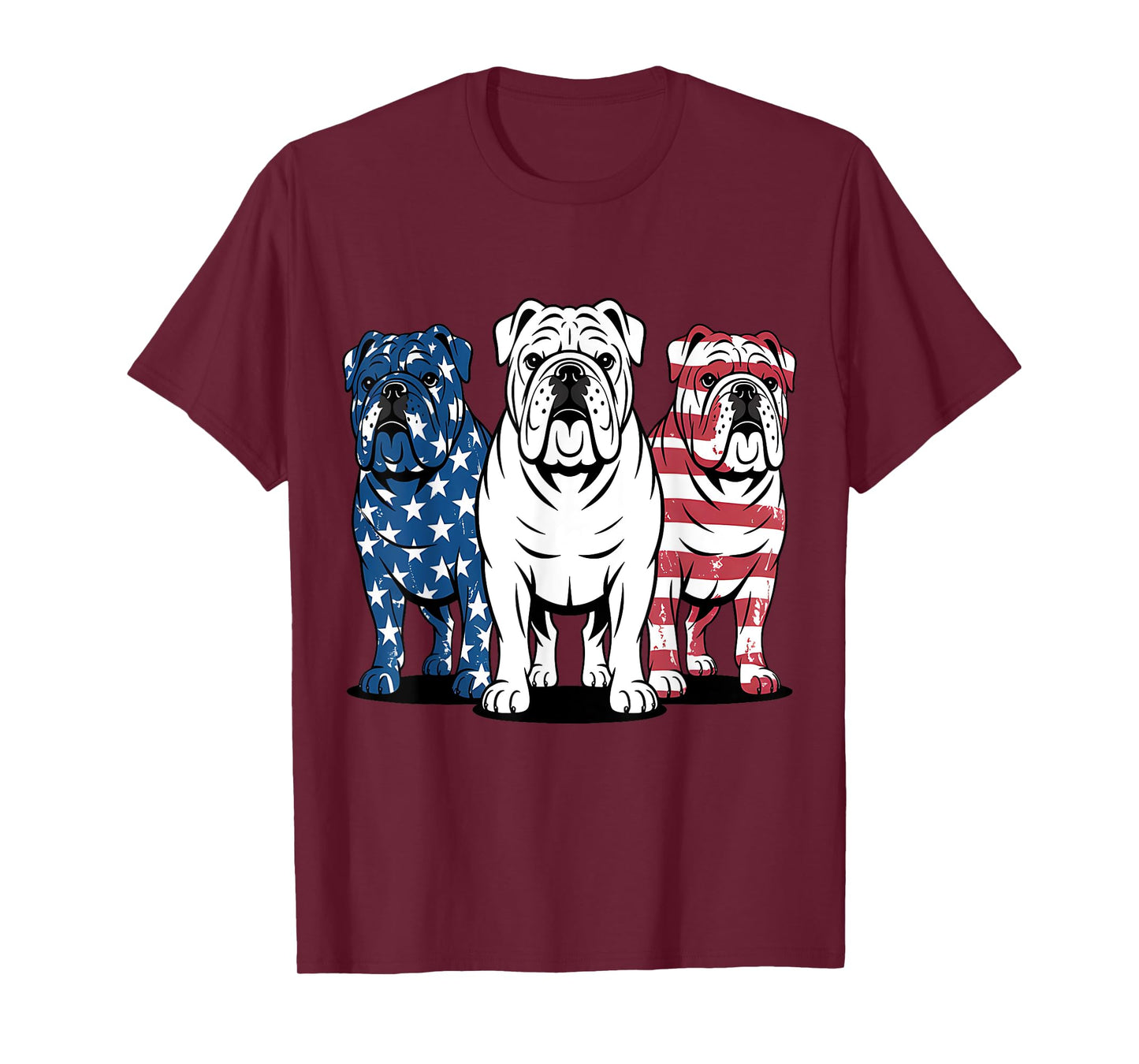 Unique English Bulldog Dog American Flag Retro Puppy Lover T-Shirt for Men Women Kids