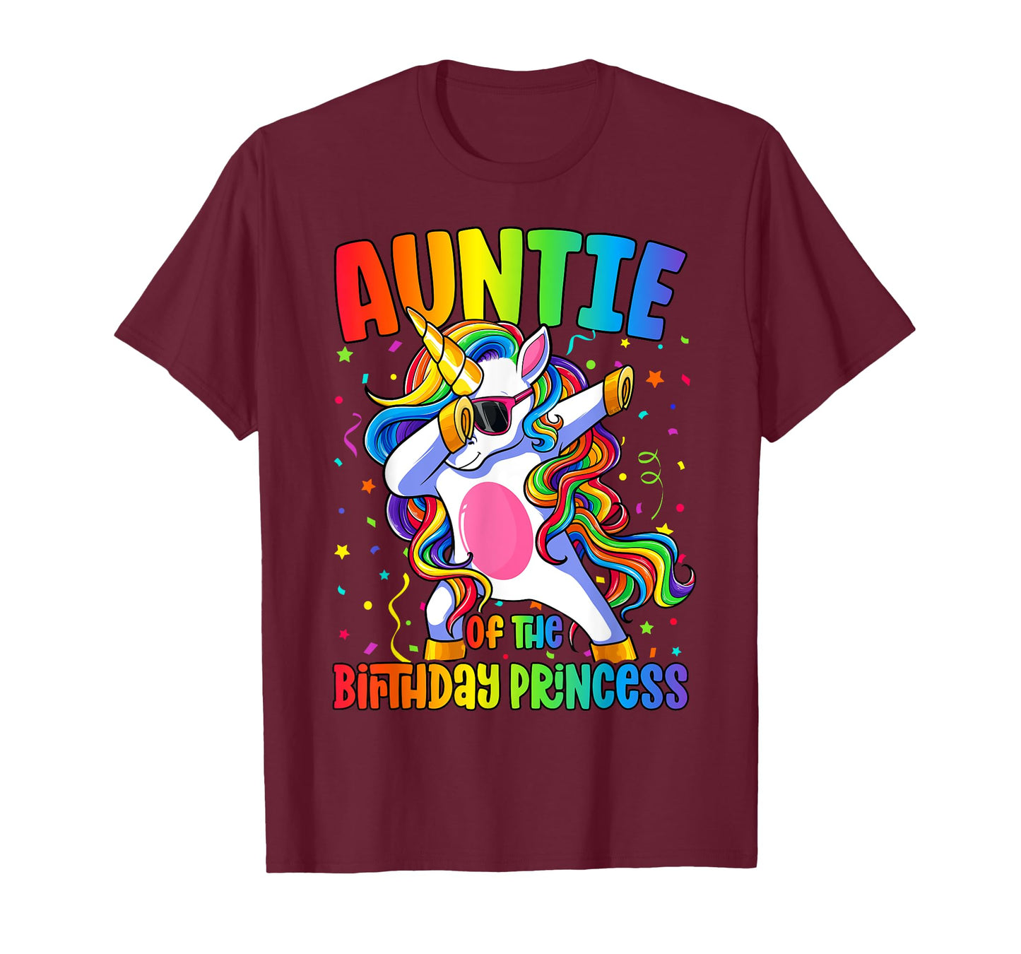 Auntie of the Birthday Princess Girl Dabbing Unicorn T-Shirt