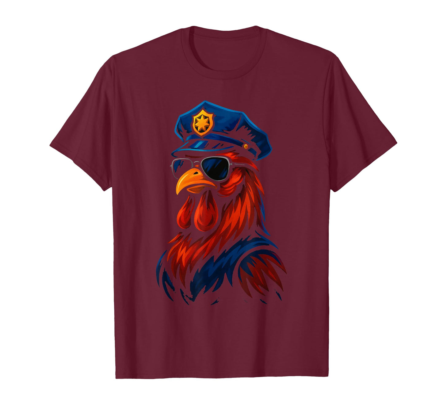 Funny Chicken Police Officer Cartoon Cop Costume Rooster T-Shirt